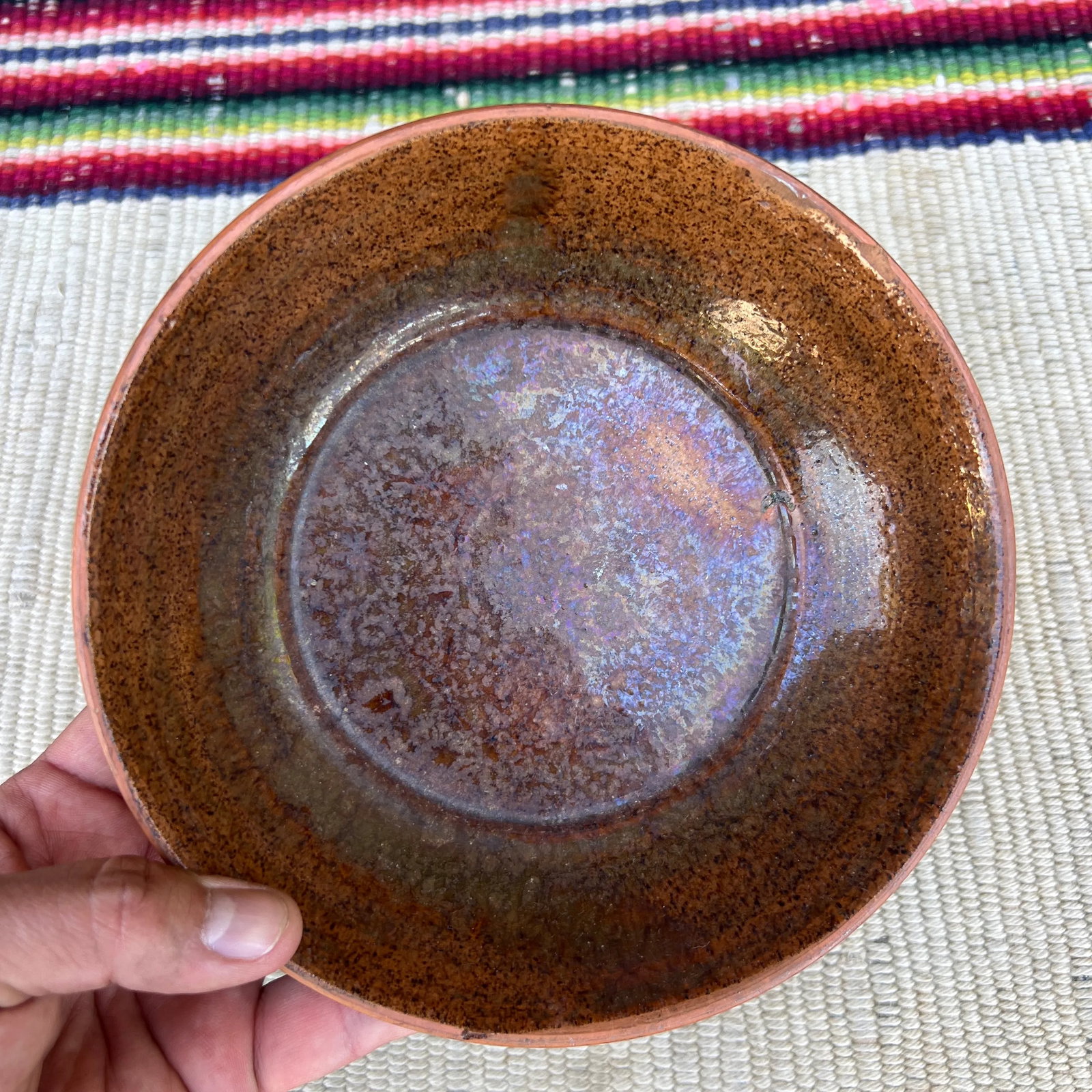 A Antique Folk Art Redware Plate, by Stahl's Pottery, Powder Valley, Pa, Circa 1930's - 10
