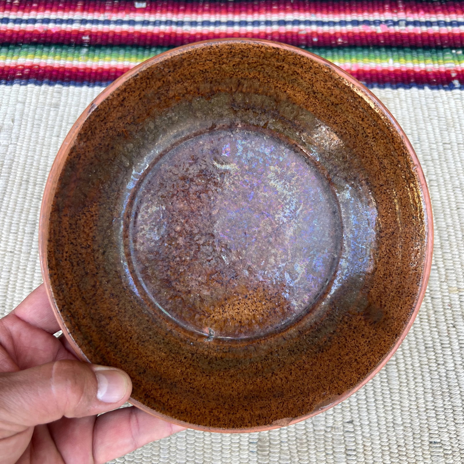 A Antique Folk Art Redware Plate, by Stahl's Pottery, Powder Valley, Pa, Circa 1930's - 3