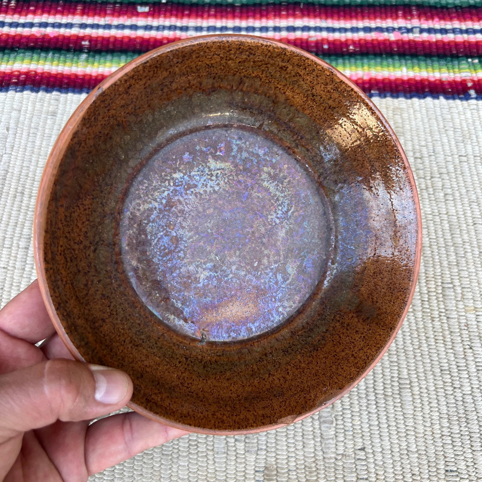 A Antique Folk Art Redware Plate, by Stahl's Pottery, Powder Valley, Pa, Circa 1930's - 4