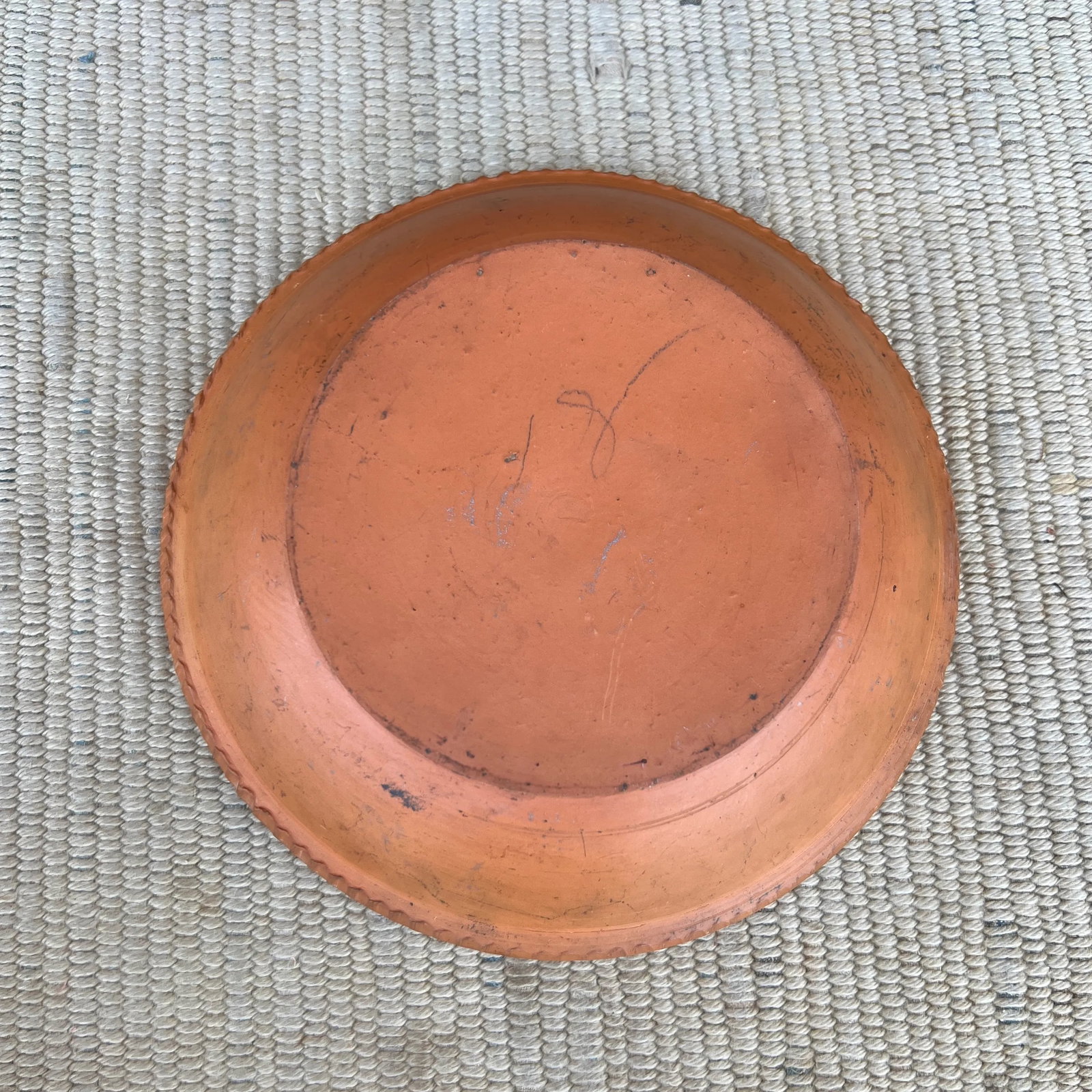 A Antique Folk Art Redware Plate, by Stahl's Pottery, Powder Valley, Pa, Circa 1930's - 6