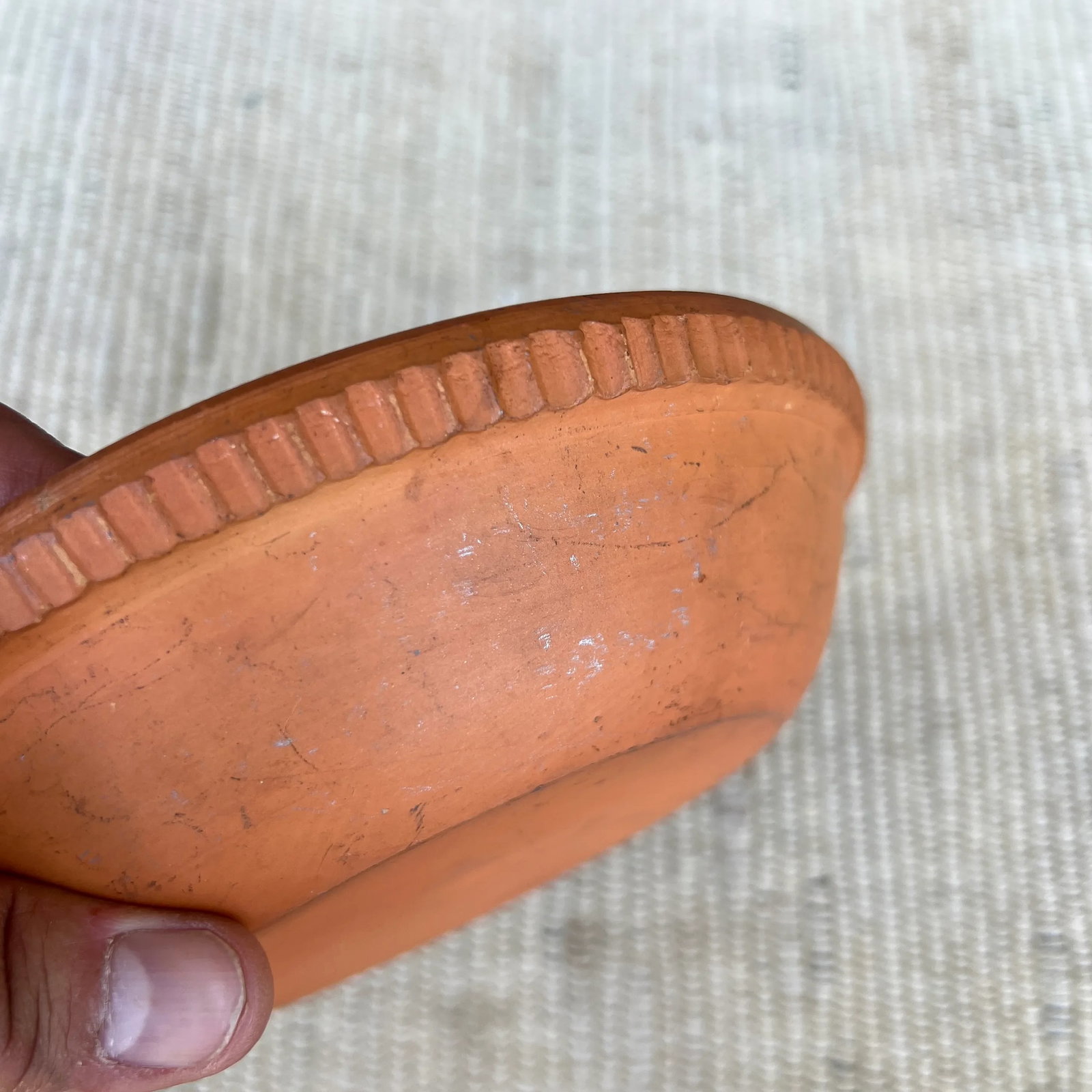 A Antique Folk Art Redware Plate, by Stahl's Pottery, Powder Valley, Pa, Circa 1930's - 7
