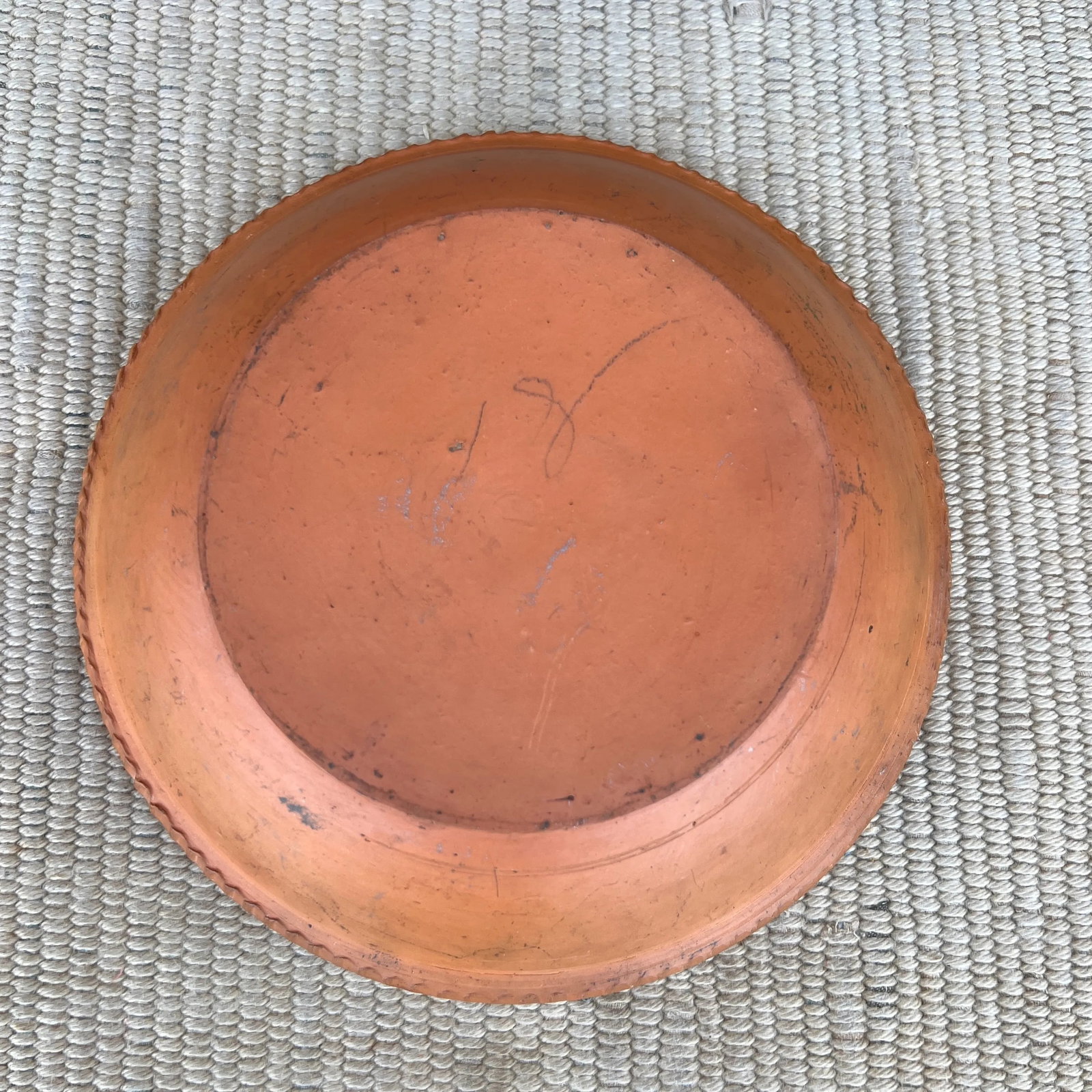 A Antique Folk Art Redware Plate, by Stahl's Pottery, Powder Valley, Pa, Circa 1930's - 8