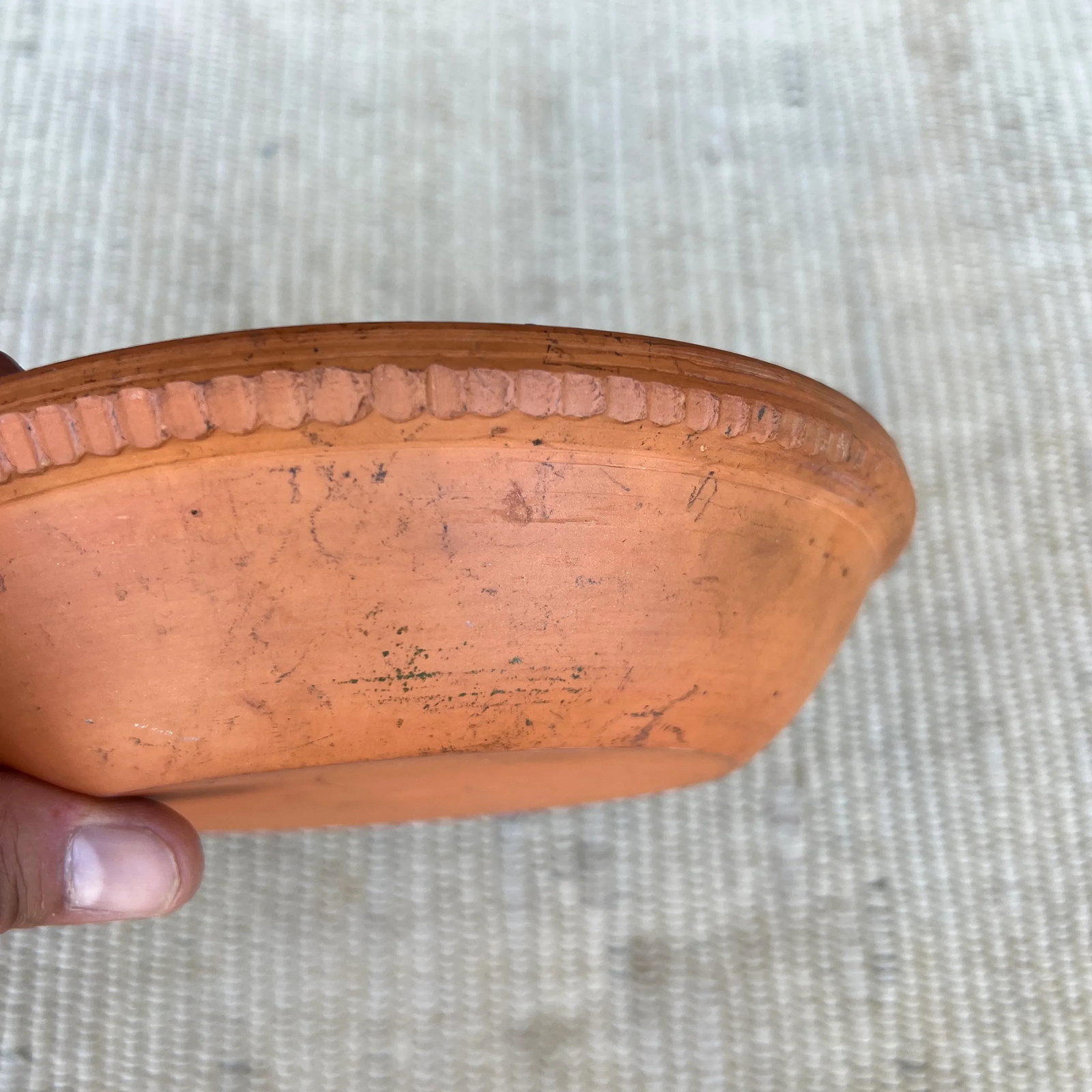 A Antique Folk Art Redware Plate, by Stahl's Pottery, Powder Valley, Pa, Circa 1930's - 9