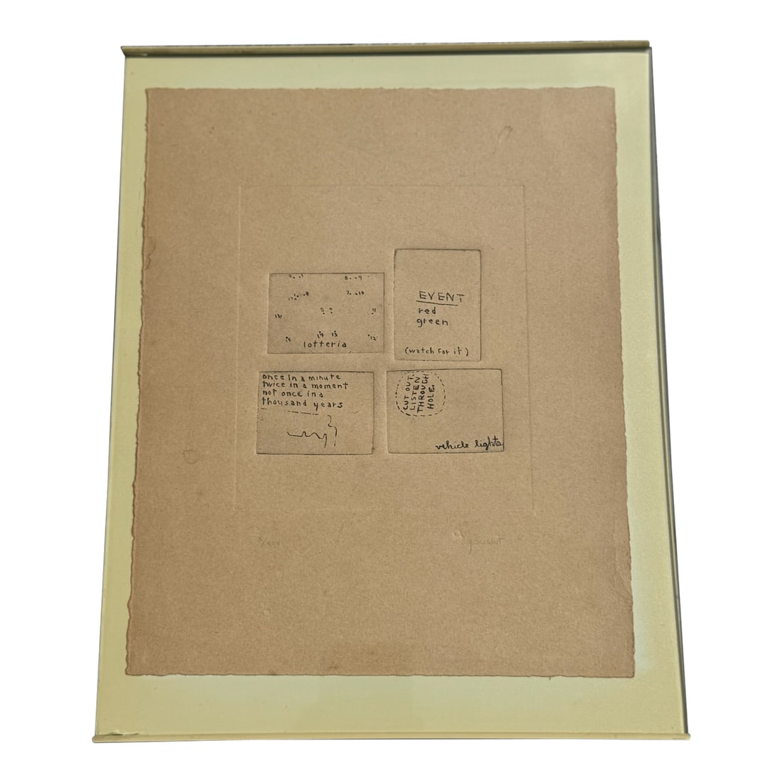 George Brecht Signed & Numbered Event Score – Limited Edition X/25 – Fluxus Art: Rare signed and numbered Event Score by George Brecht (American, 1926–2008), a central figure in the Fluxus movement and pioneer of conceptual art. From a scarce edition of only 25, this work fe