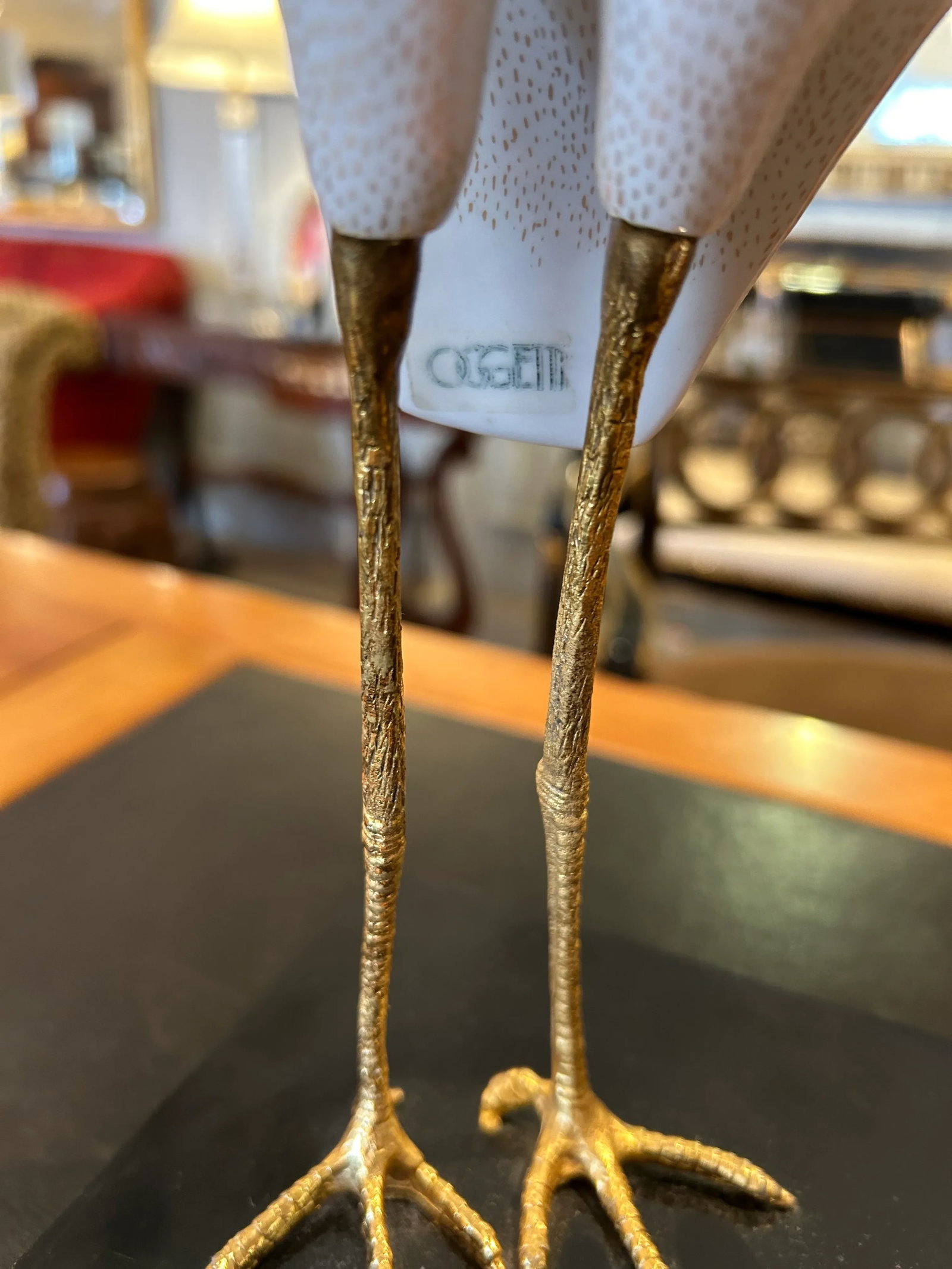 Giulia Mangani for Ogetti Porcelain & Gilded Brass Herons on Black Platform - 4