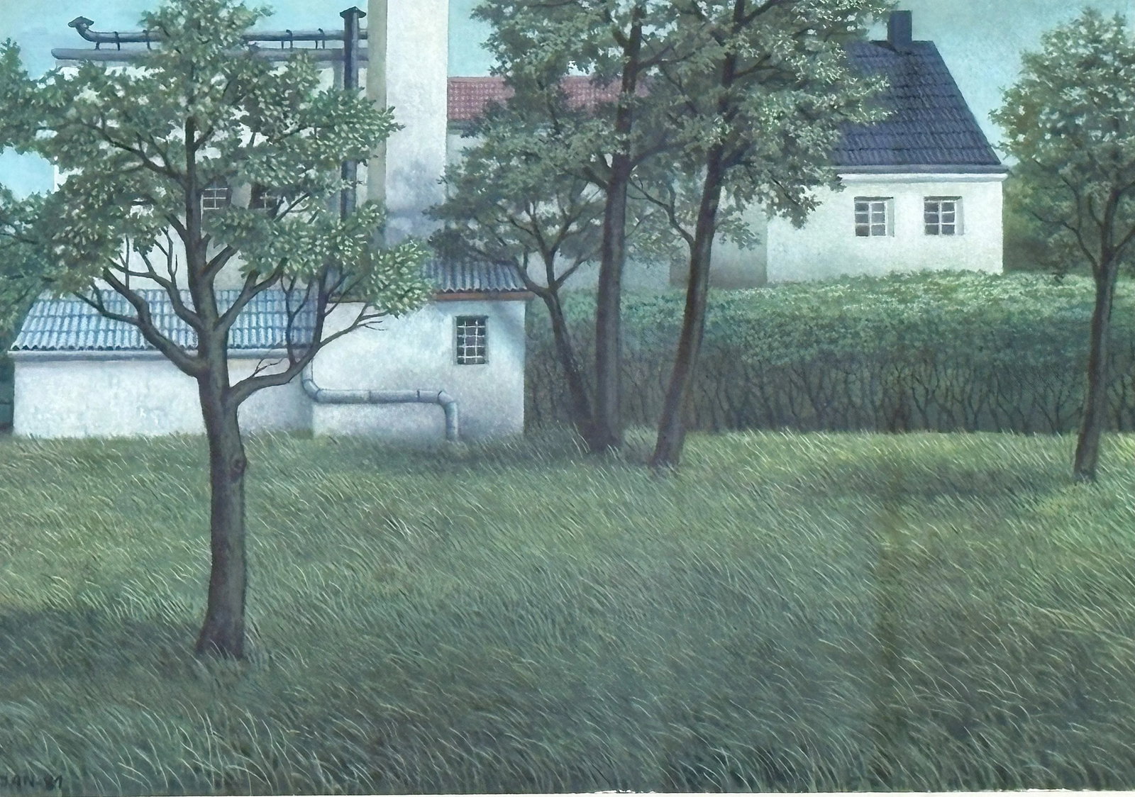 1980's-90's Original Signed and Framed Gisela Grundmann Weinert (German) Gouache Landscape Paintings - 5