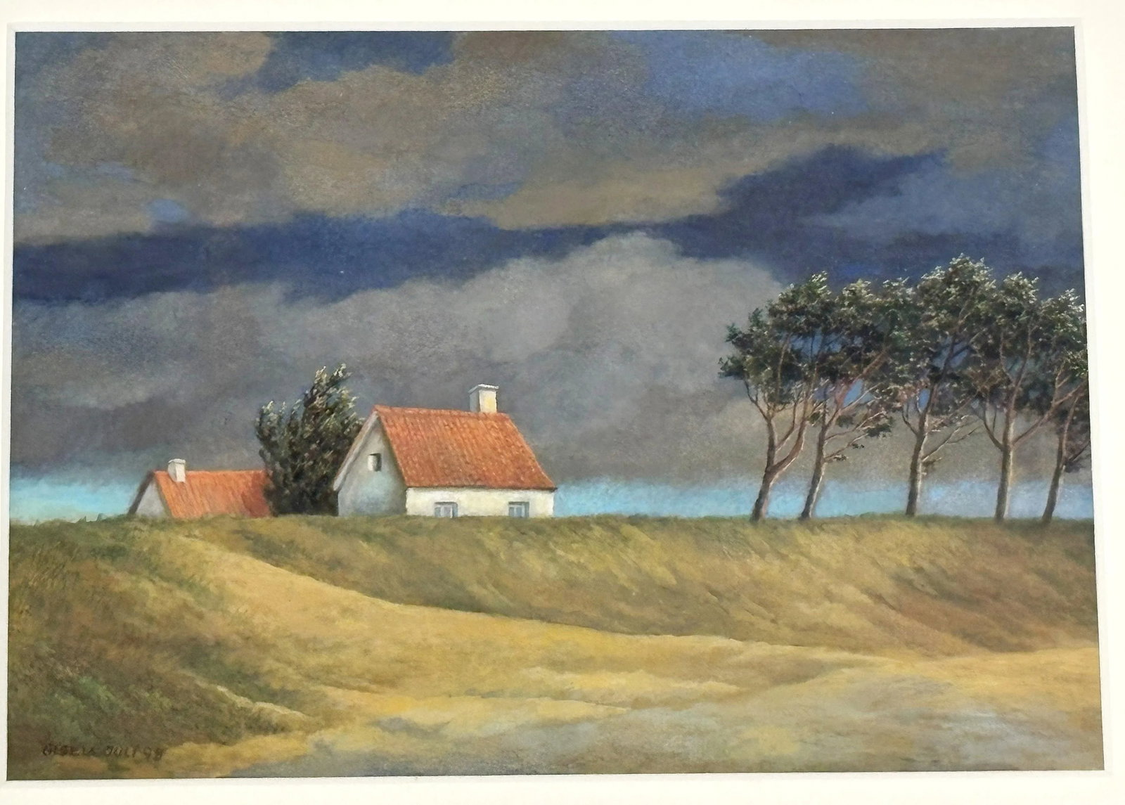 1980's-90's Original Signed and Framed Gisela Grundmann Weinert (German) Gouache Landscape Paintings - 8