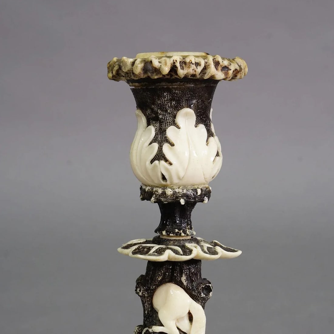 Antique Antler and Bone Candle Holder, Germany Ca. 1850 - 2
