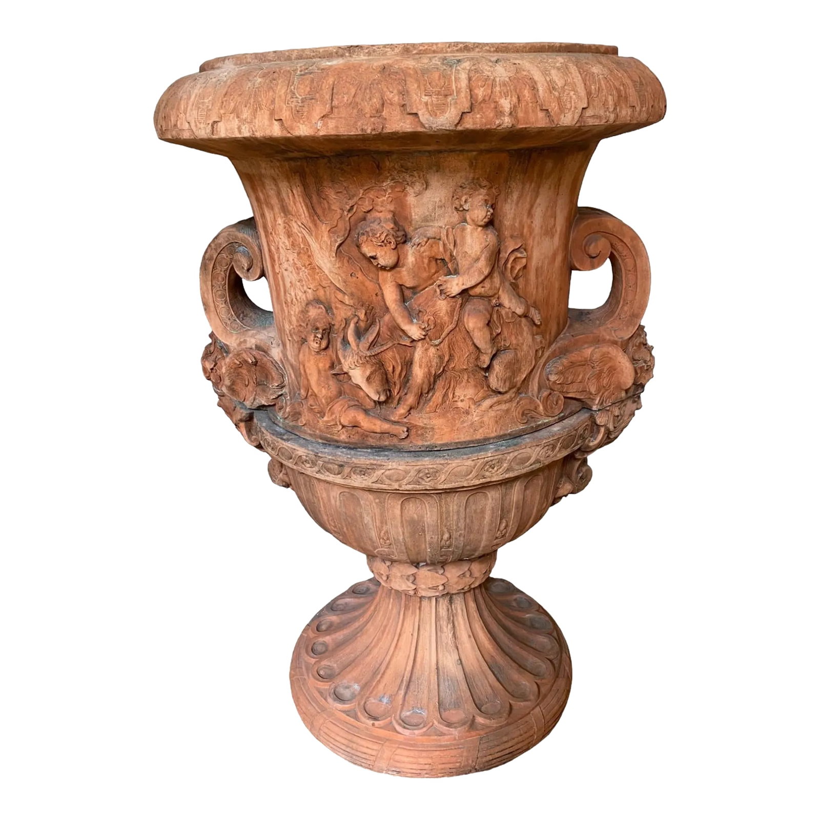 Early 20th Century Italian Terracotta Urn Planter With Winged Satyrs (1 of 5)
