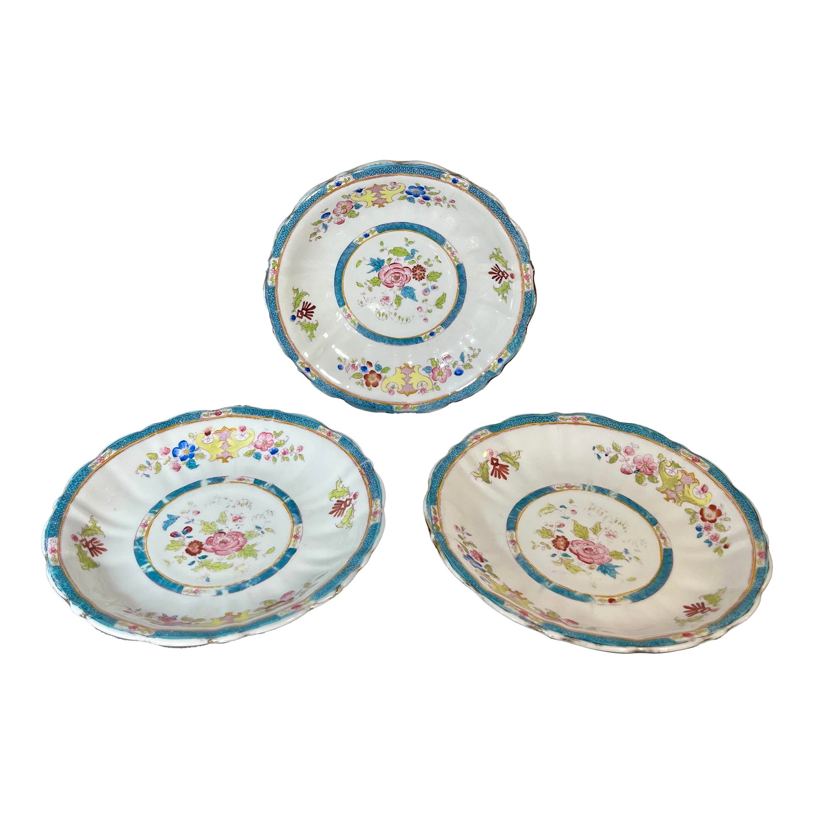 3pc-Antique Villeroy & Boch Scalloped Porcelain 7" Plates (1 of 7)