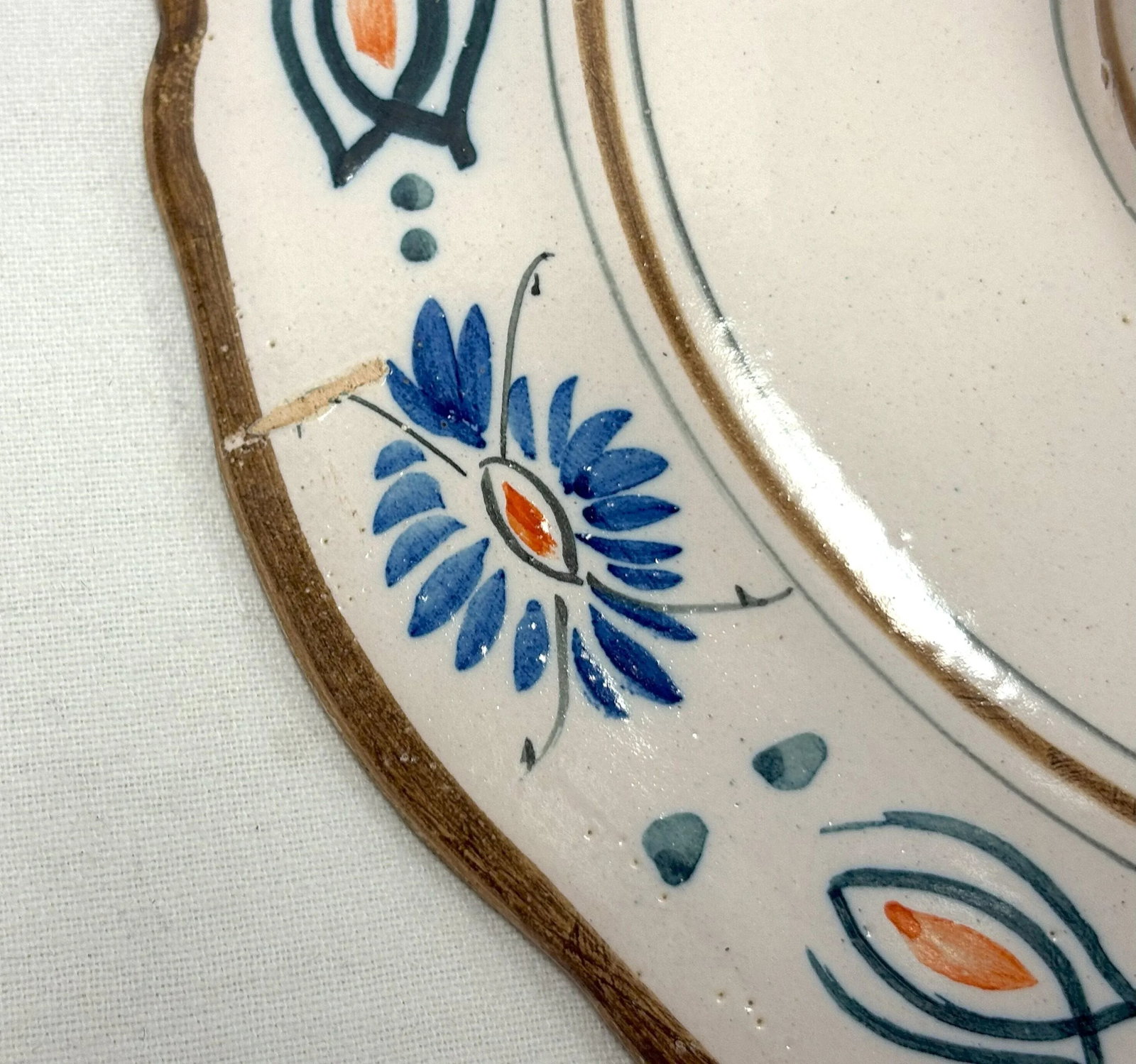 1940's French Provincial Henriot Quimper Pottery Lidded Pedestal Butter/ Cheese Dish - 12