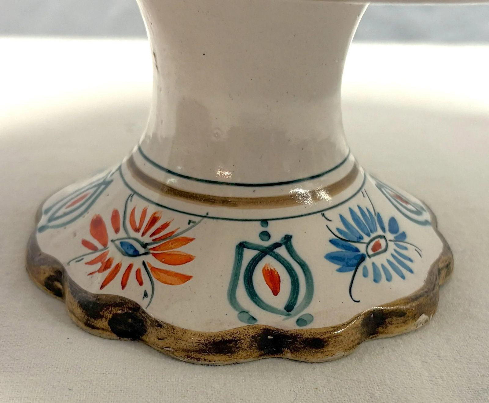 1940's French Provincial Henriot Quimper Pottery Lidded Pedestal Butter/ Cheese Dish - 7