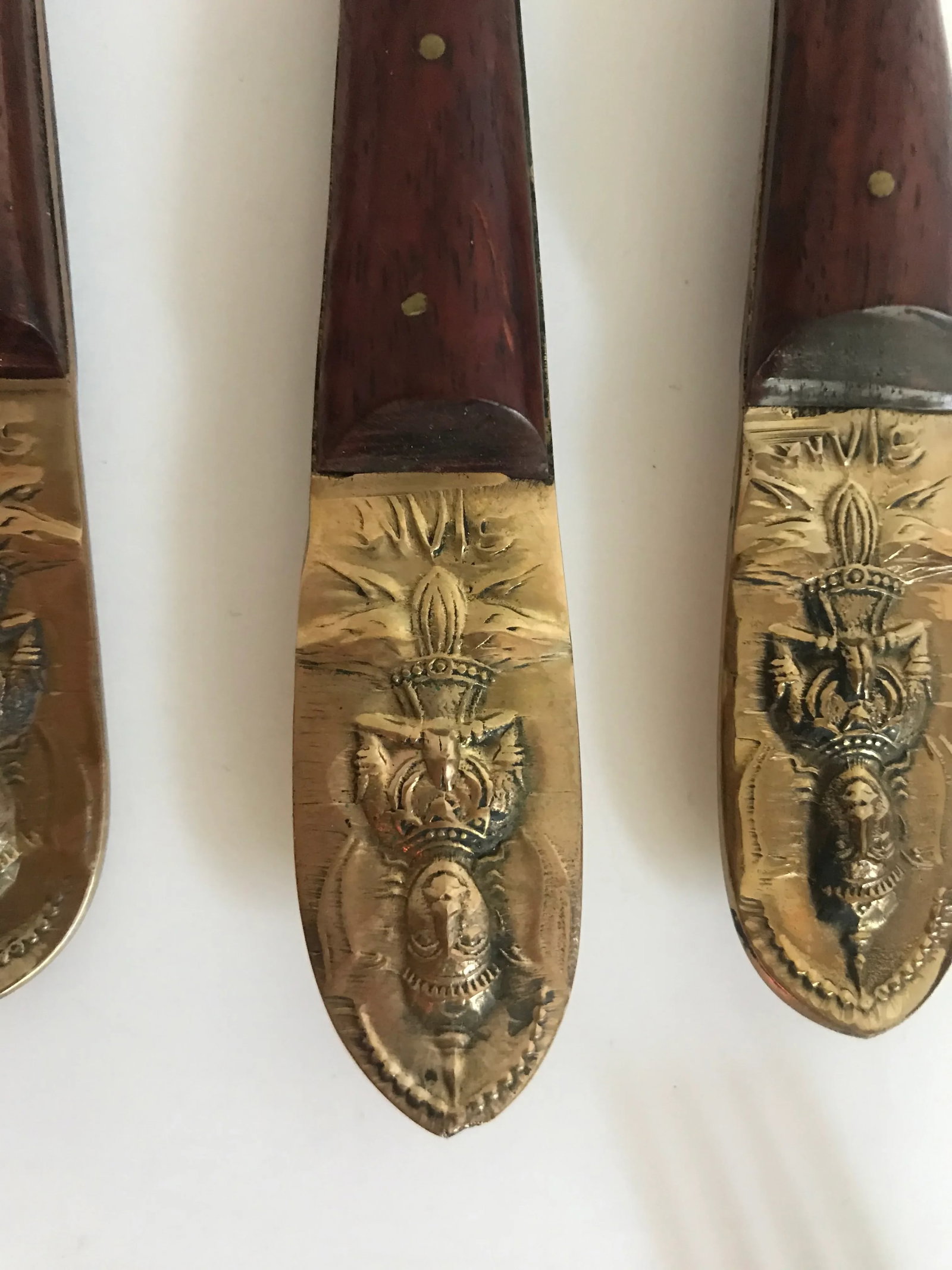 Mid-Century Modern Thai Siam Buddha Brass and Rosewood Flatware Set of 142 - 8