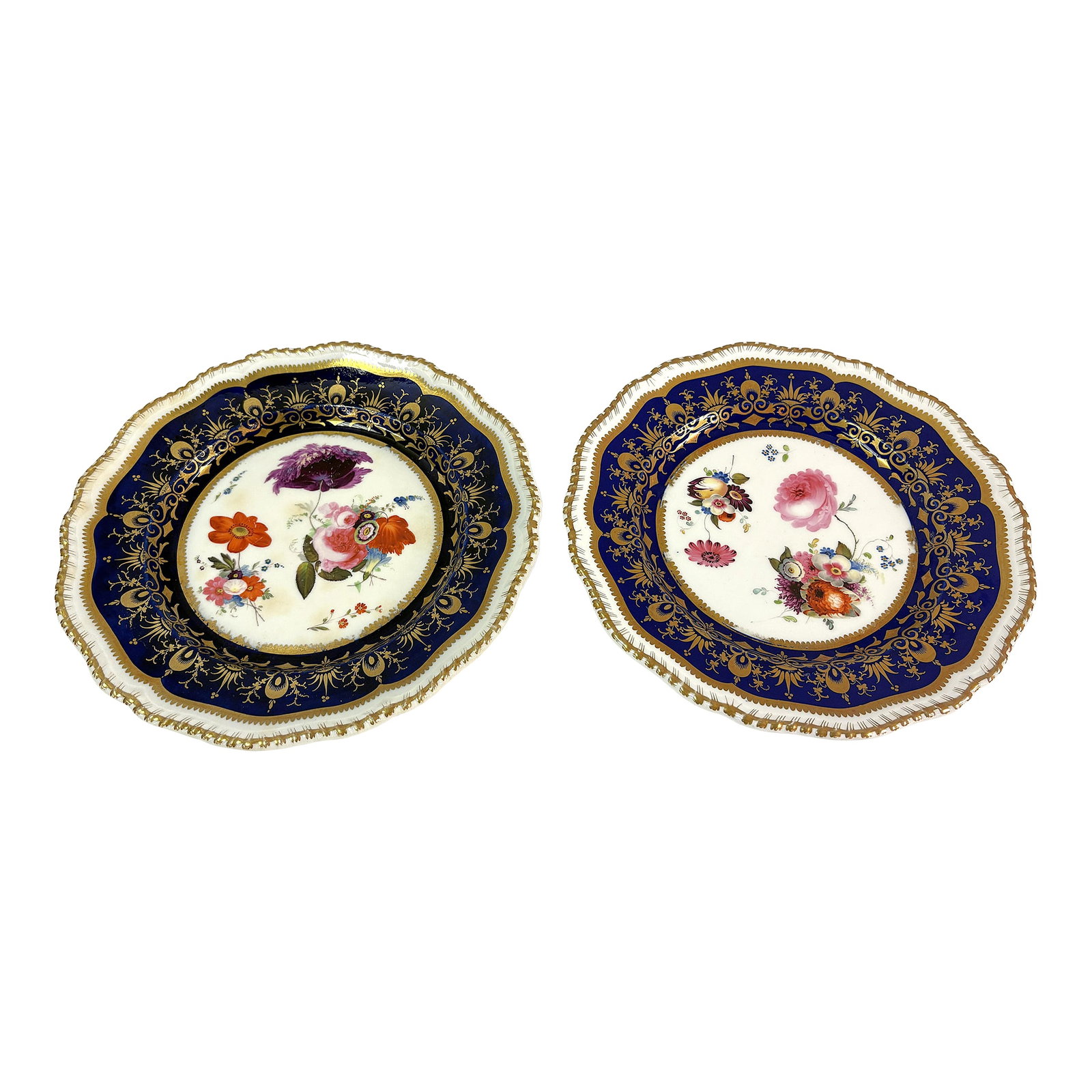 1820's English Regency Hand Painted Coalport Porcelain Plates- A Pair (1 of 17)