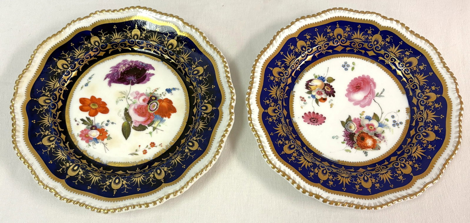 1820's English Regency Hand Painted Coalport Porcelain Plates- A Pair - 2