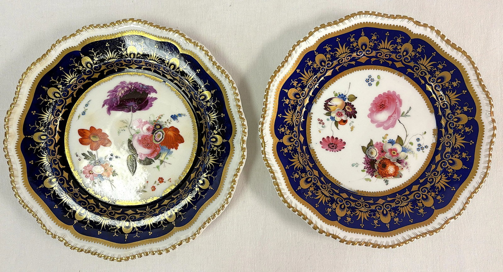 1820's English Regency Hand Painted Coalport Porcelain Plates- A Pair - 3