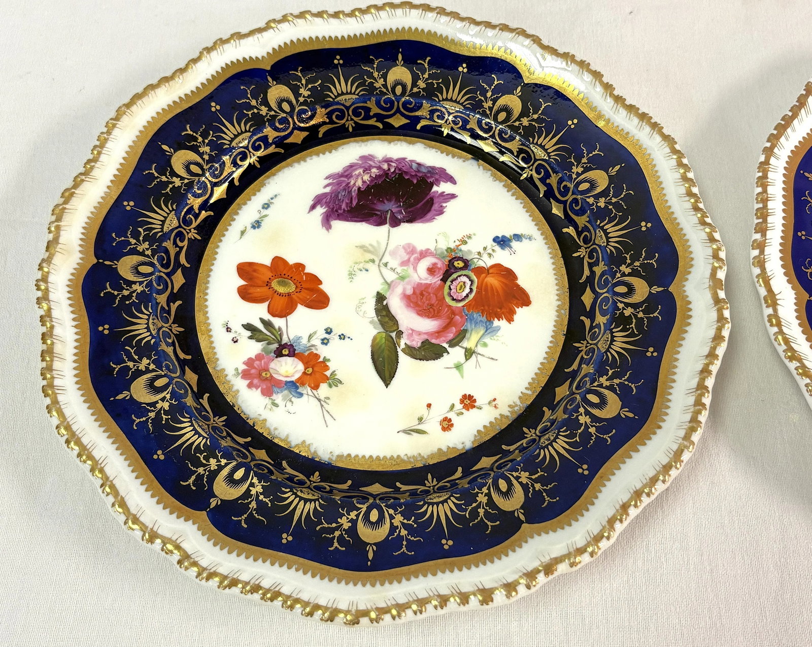 1820's English Regency Hand Painted Coalport Porcelain Plates- A Pair - 4