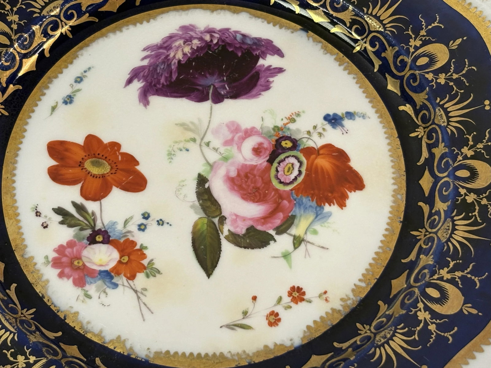 1820's English Regency Hand Painted Coalport Porcelain Plates- A Pair - 5