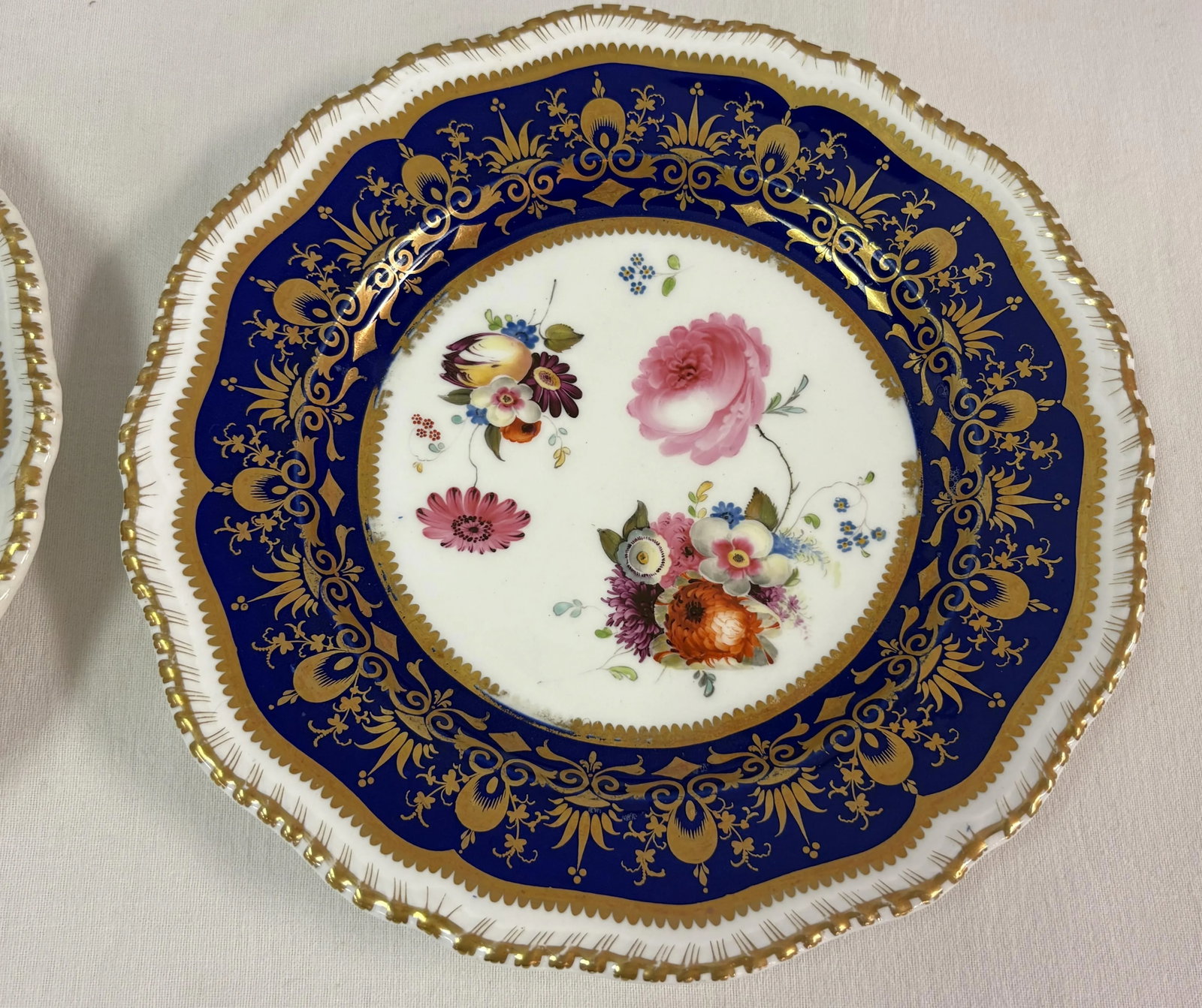 1820's English Regency Hand Painted Coalport Porcelain Plates- A Pair - 7