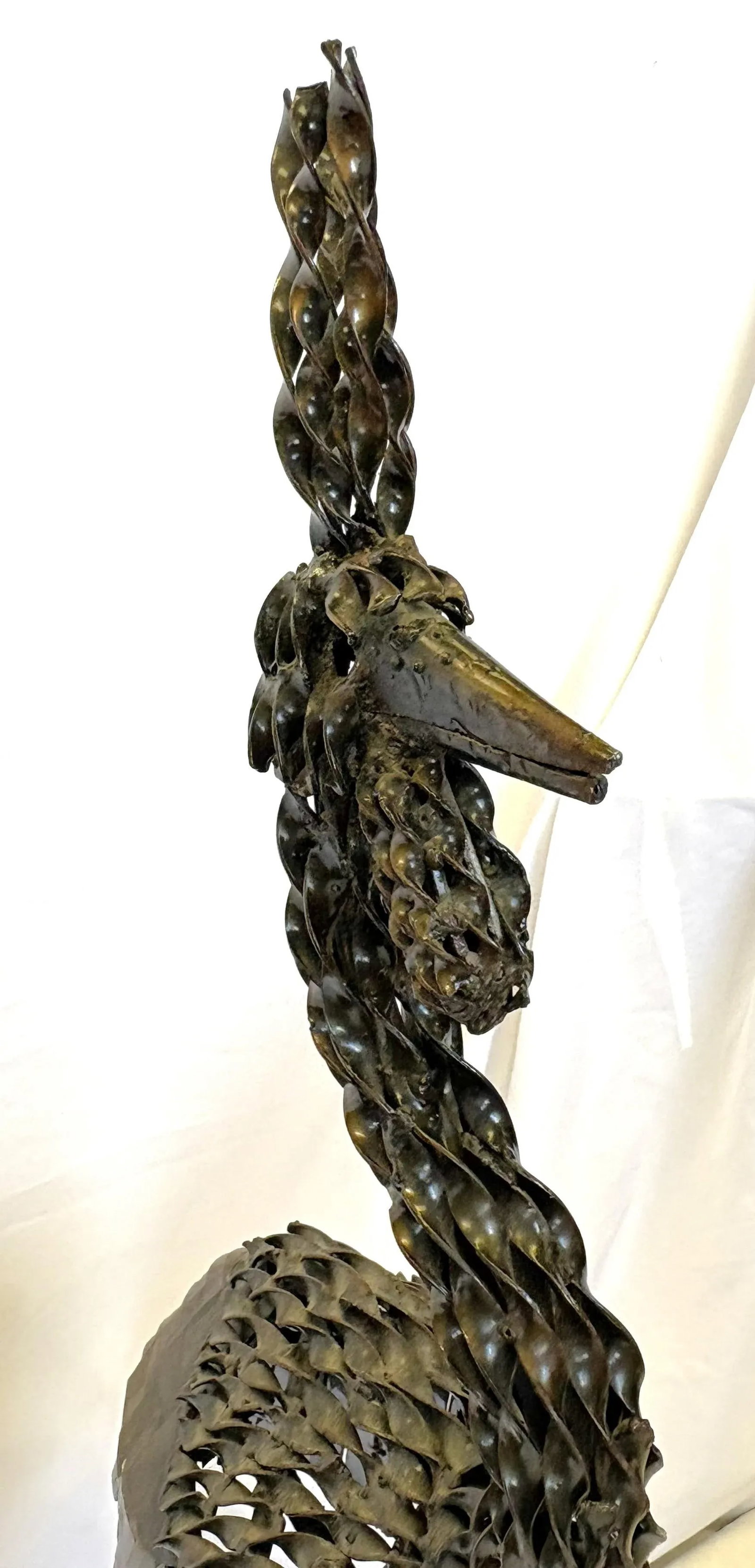 Vintage Artisan Crafted Recycled Metal Standing Crane Sculptures- A Pair - 2