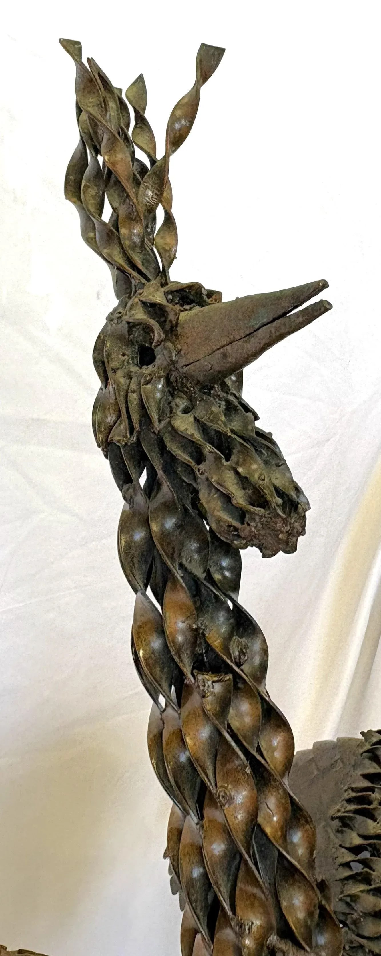 Vintage Artisan Crafted Recycled Metal Standing Crane Sculptures- A Pair - 3