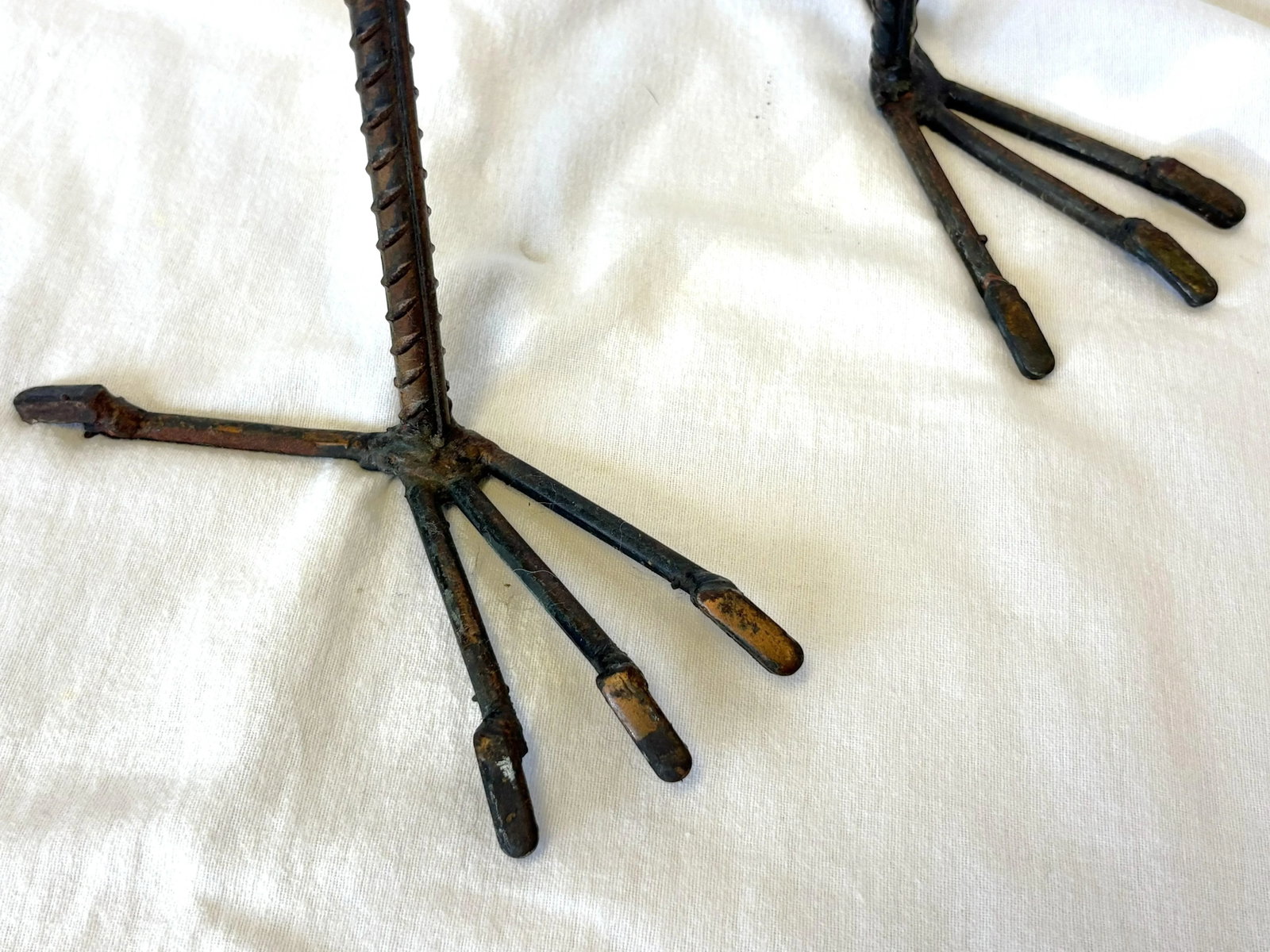Vintage Artisan Crafted Recycled Metal Standing Crane Sculptures- A Pair - 8