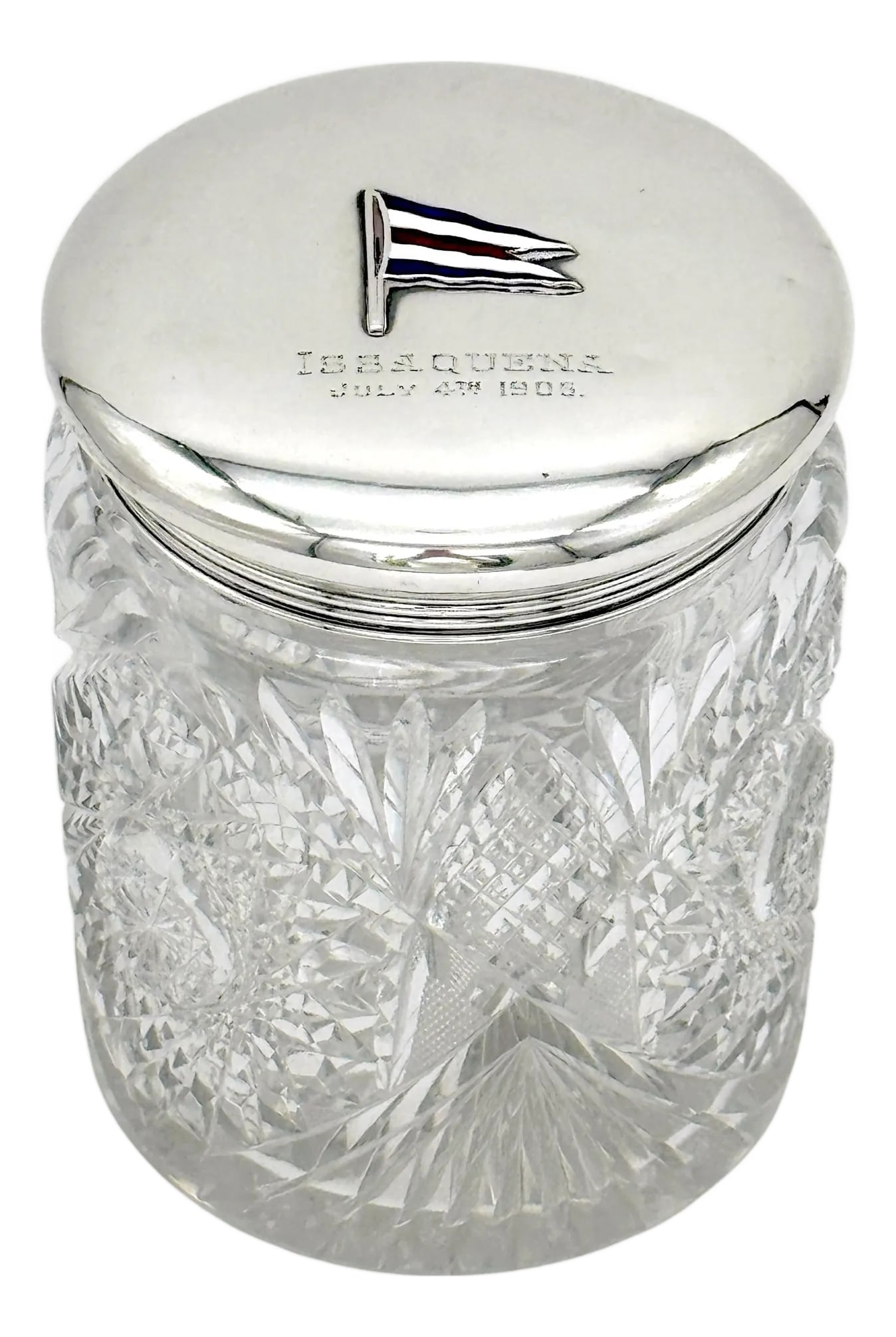Gorham Sterling Silver & Cut Glass Yacht Humidor, July 4th, 1906 – "Issaquena" (1 of 10)