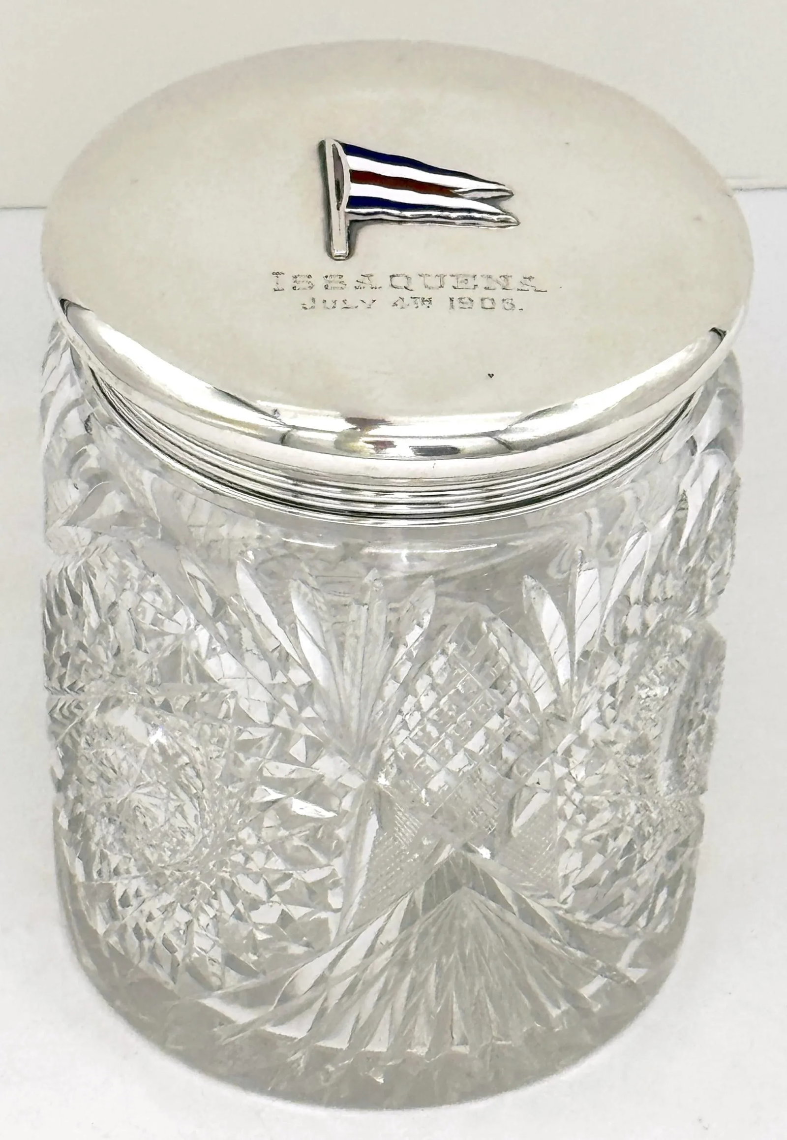 Gorham Sterling Silver & Cut Glass Yacht Humidor, July 4th, 1906 – "Issaquena" - 5