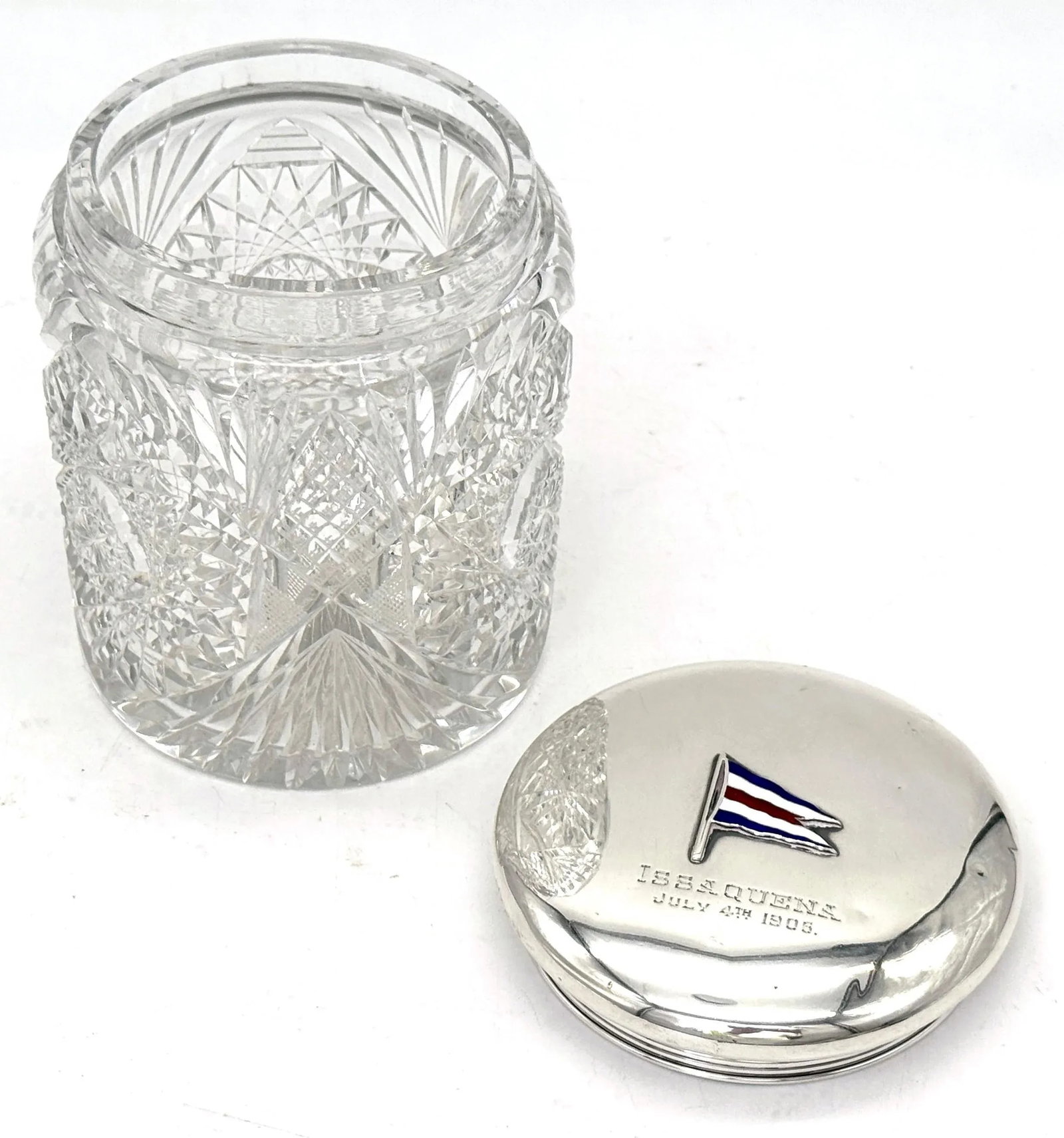 Gorham Sterling Silver & Cut Glass Yacht Humidor, July 4th, 1906 – "Issaquena" - 7
