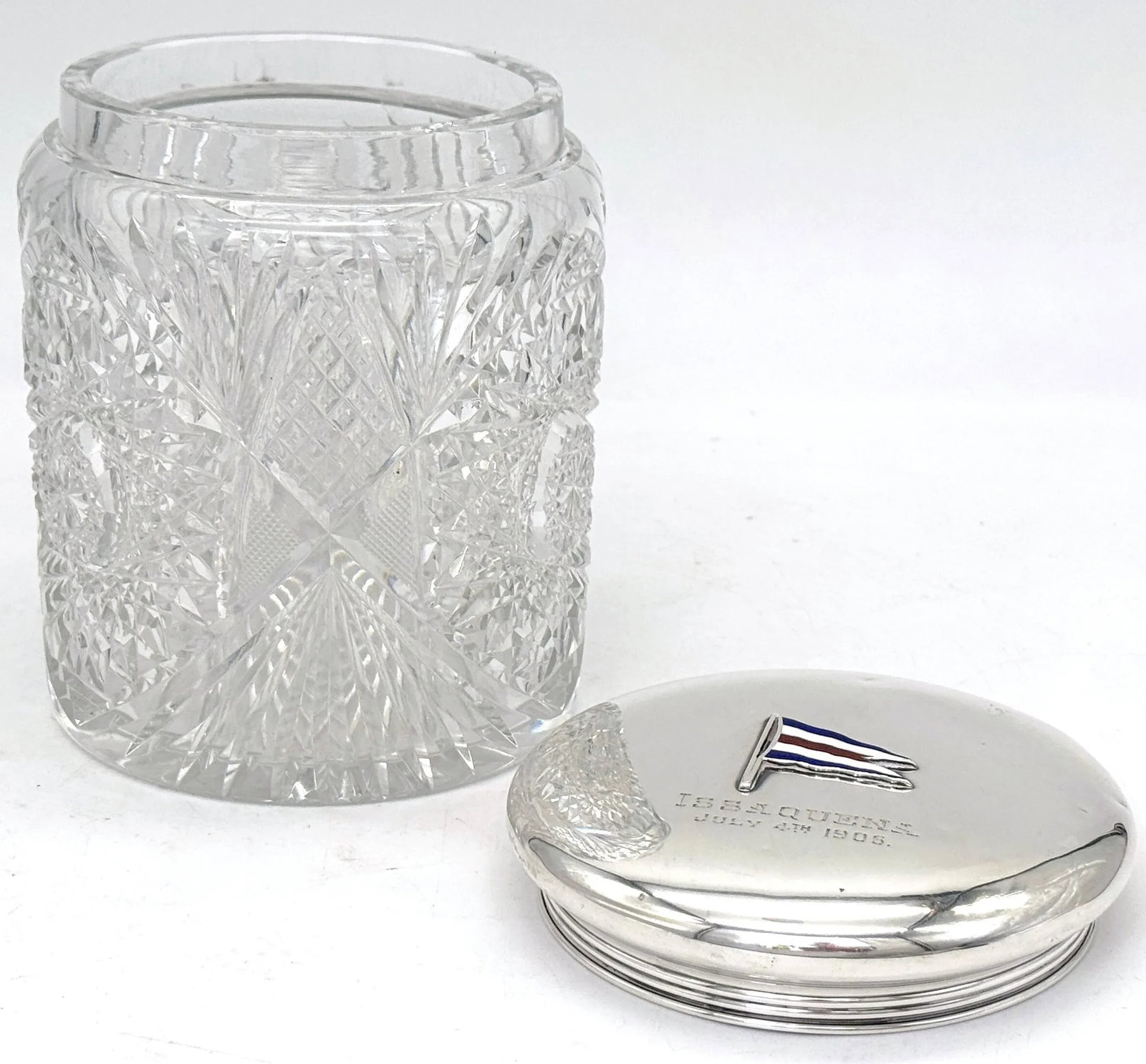 Gorham Sterling Silver & Cut Glass Yacht Humidor, July 4th, 1906 – "Issaquena" - 8