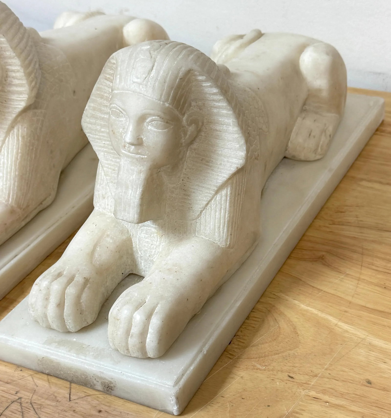 Pair of 19th Century Grand Tour Hand-Carved Marble Sphinx Sculptures - 3