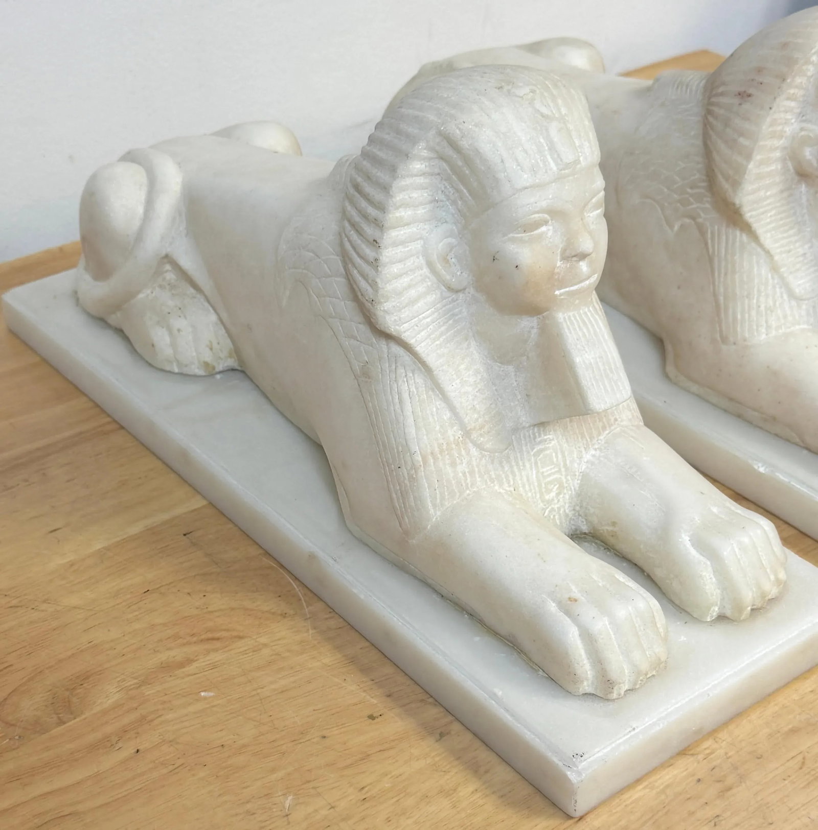 Pair of 19th Century Grand Tour Hand-Carved Marble Sphinx Sculptures - 4