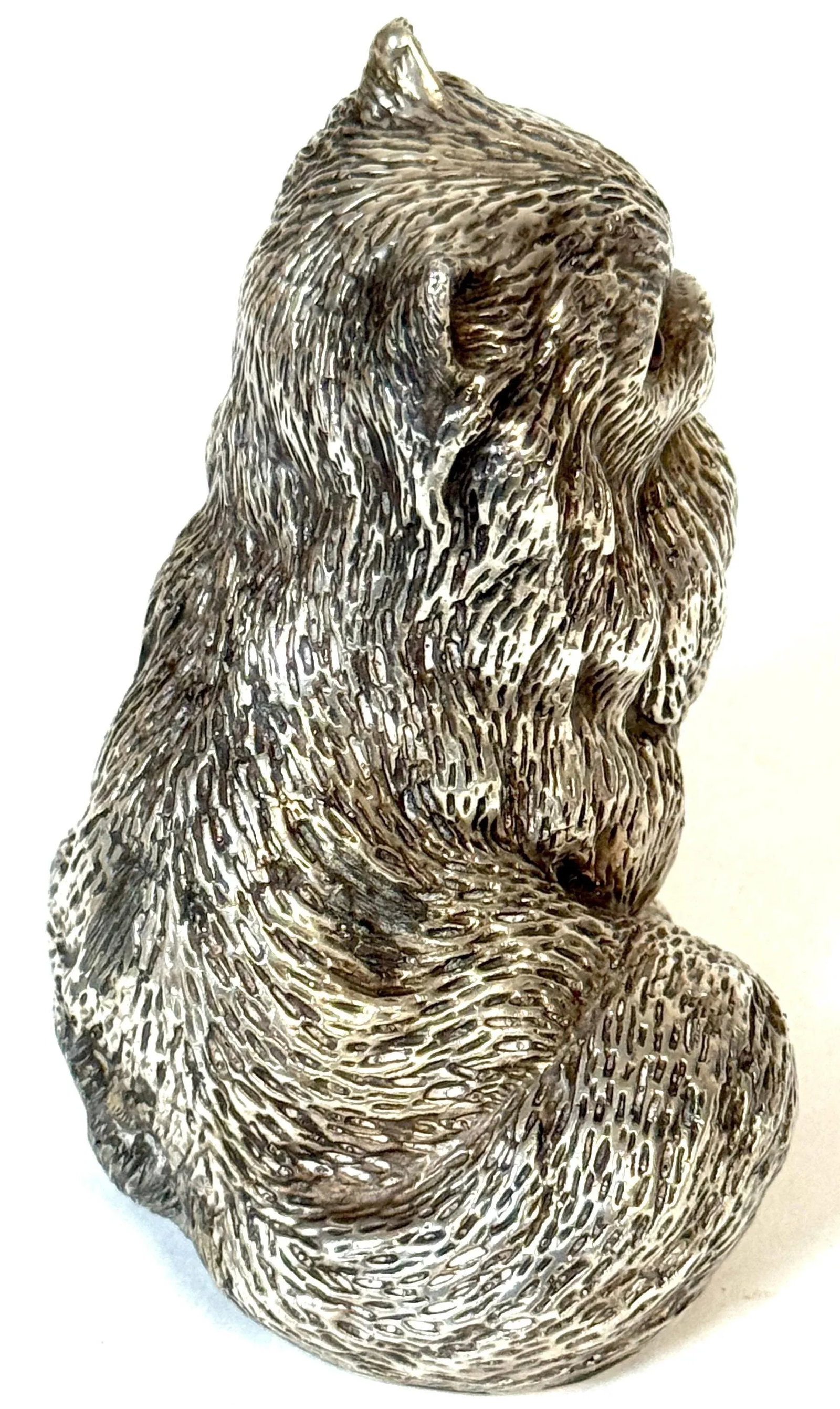 Russian Silver Persian Cat Sculpture, Soviet Period, 88 Zolotnik, Marked "S.W." - 2