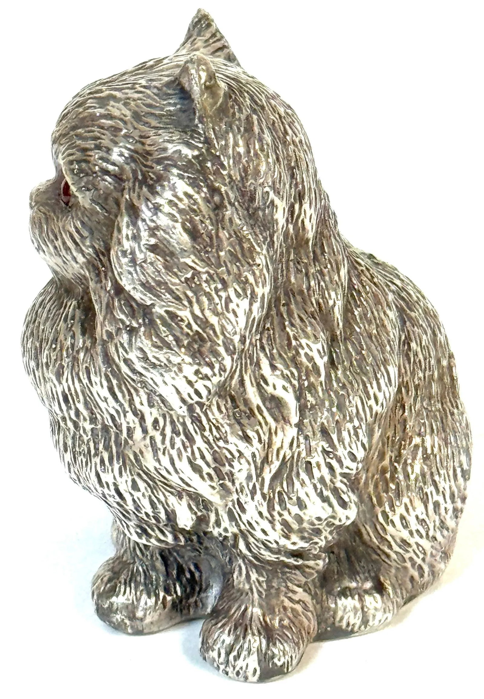 Russian Silver Persian Cat Sculpture, Soviet Period, 88 Zolotnik, Marked "S.W." - 9