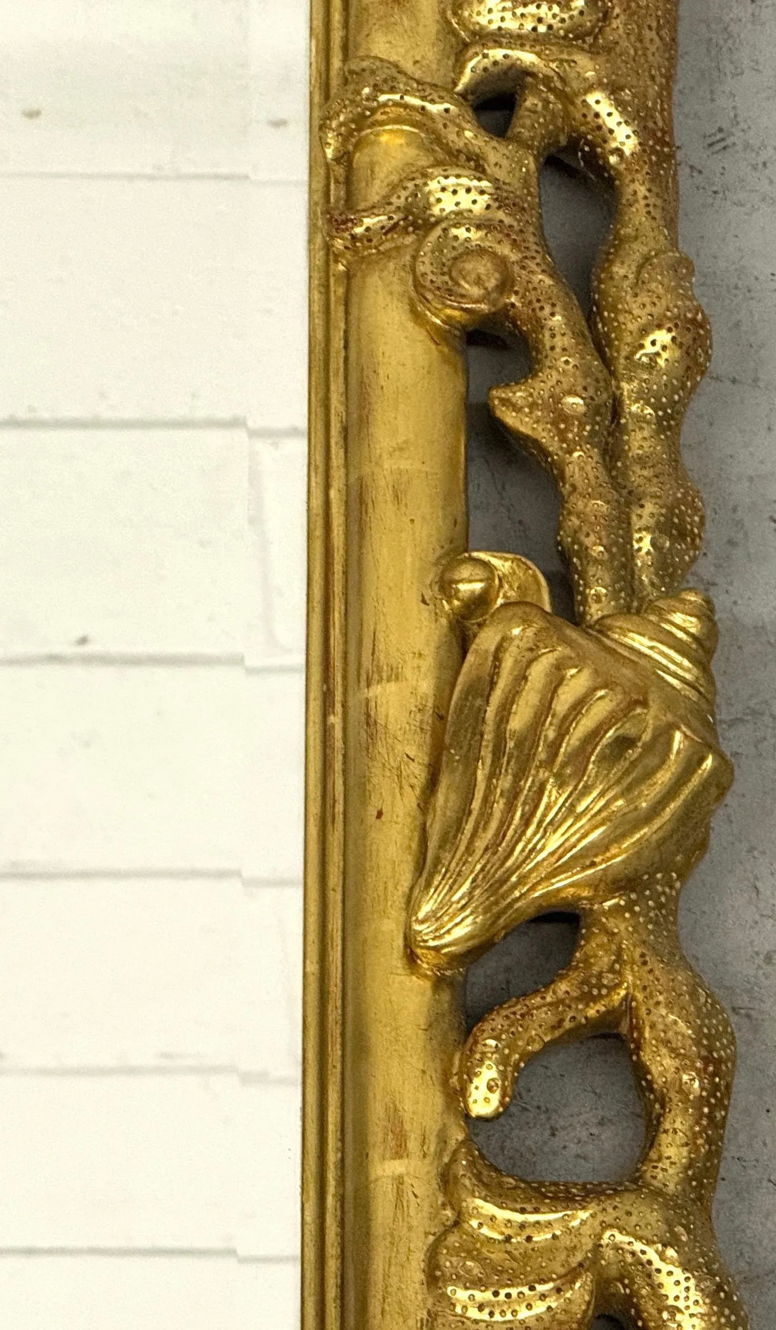 Extraordinary Pair of Italian Carved Giltwood Mirrors with Shell and Coral Motif - 3