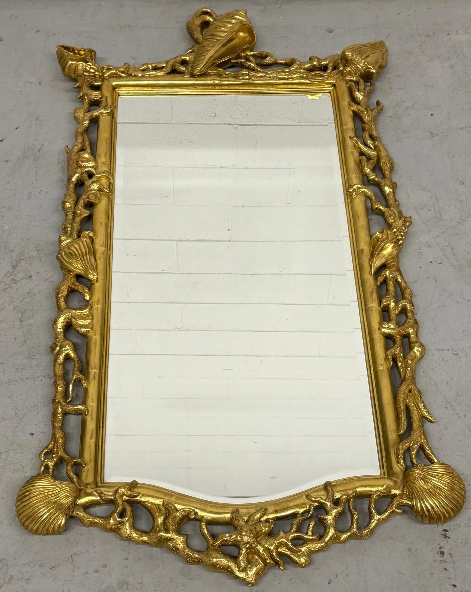 Extraordinary Pair of Italian Carved Giltwood Mirrors with Shell and Coral Motif - 4