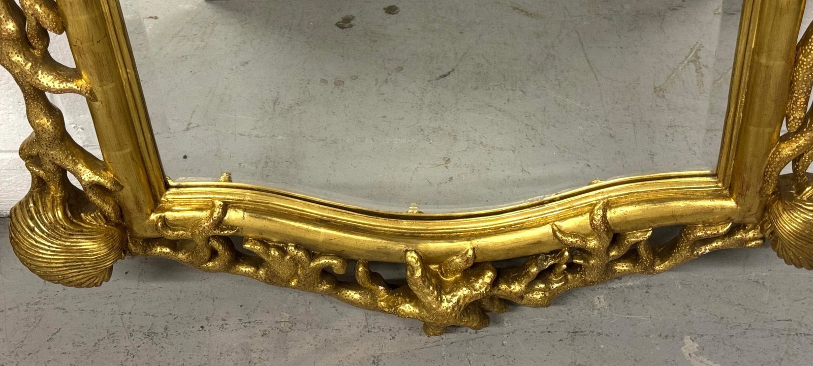 Extraordinary Pair of Italian Carved Giltwood Mirrors with Shell and Coral Motif - 8