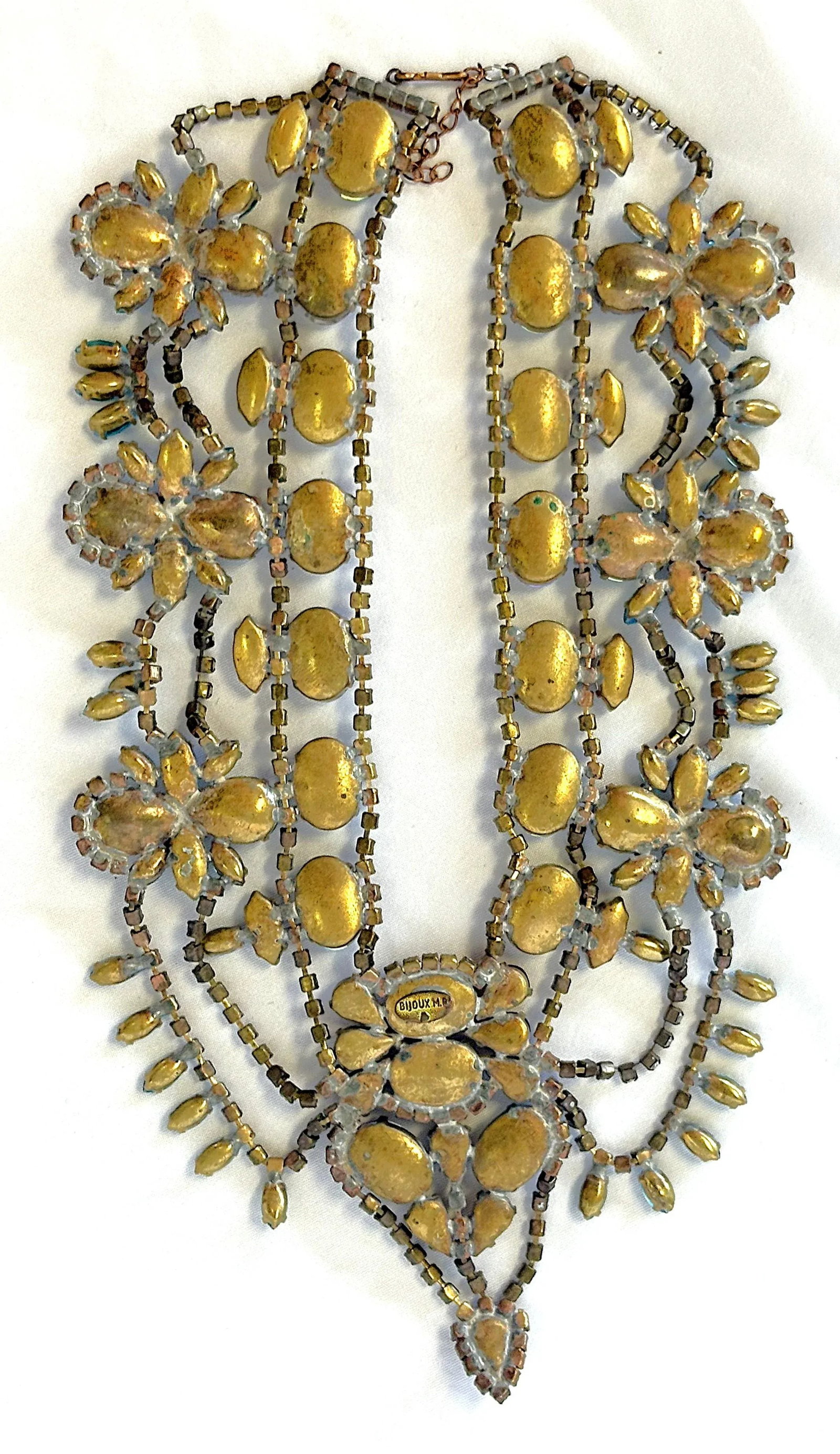 Vintage 'Bijoux' London Runway Rhinestone Bib Necklace - 12