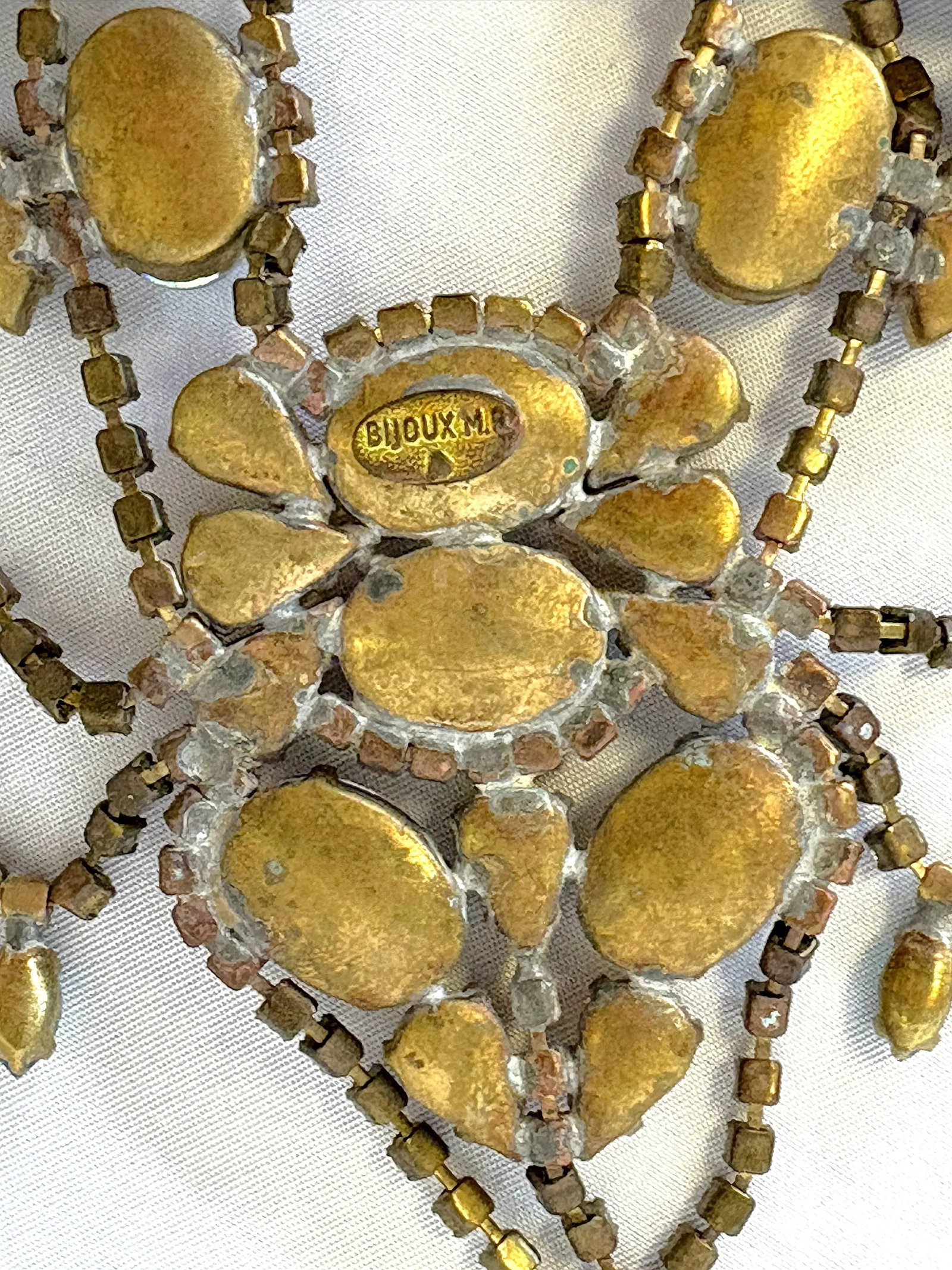 Vintage 'Bijoux' London Runway Rhinestone Bib Necklace - 13