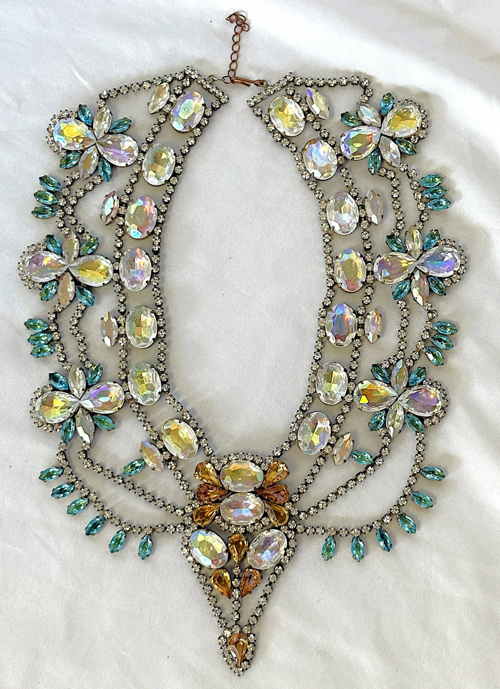 Vintage 'Bijoux' London Runway Rhinestone Bib Necklace - 2