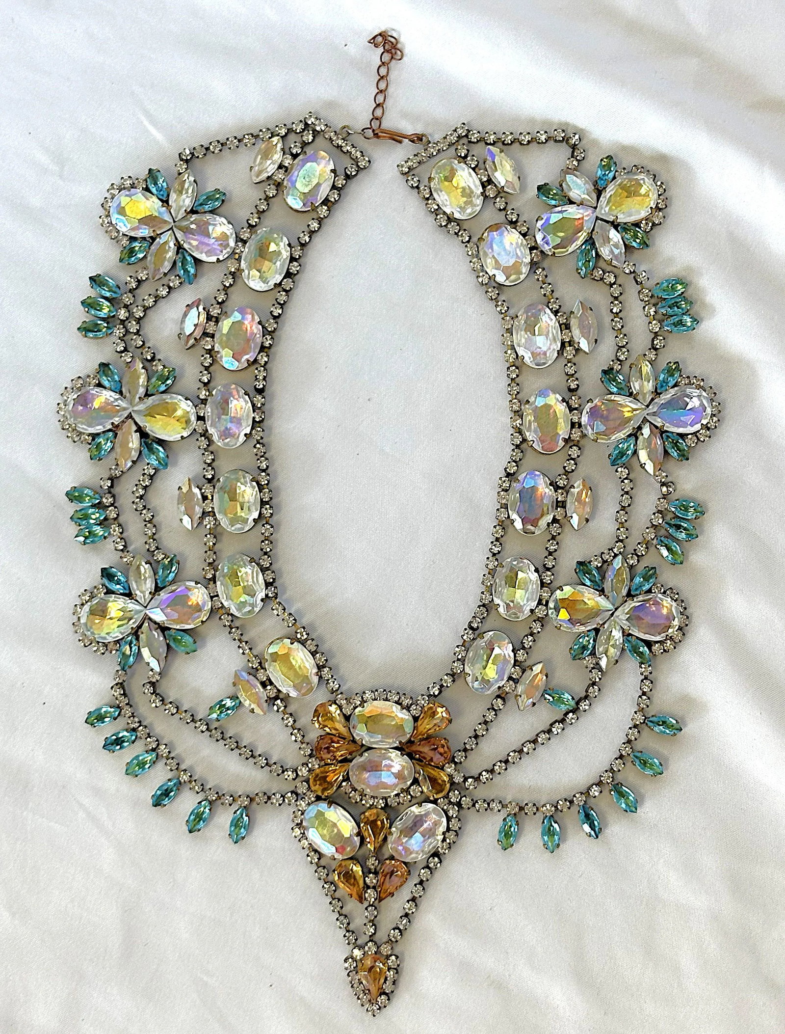 Vintage 'Bijoux' London Runway Rhinestone Bib Necklace - 4