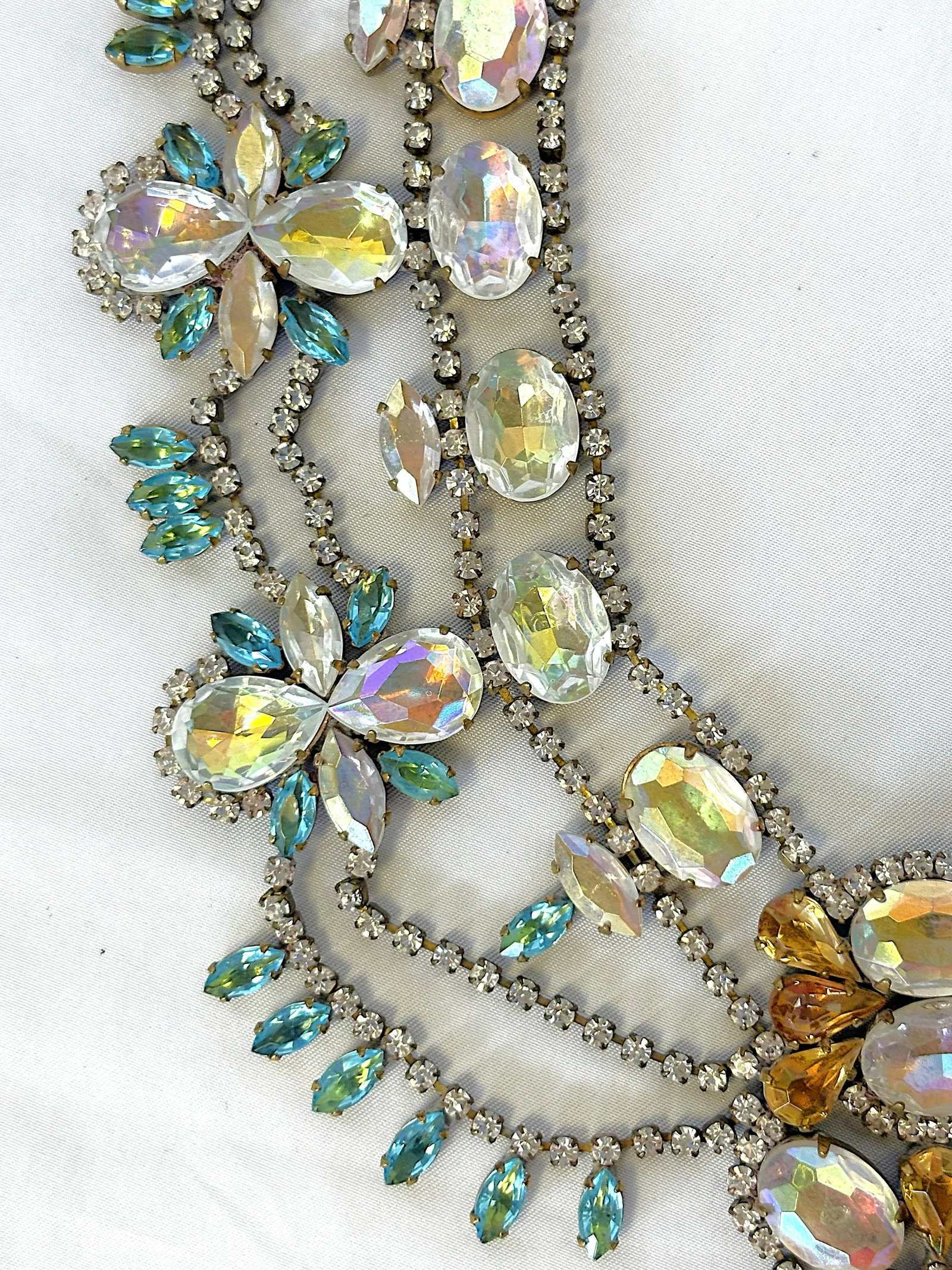 Vintage 'Bijoux' London Runway Rhinestone Bib Necklace - 7