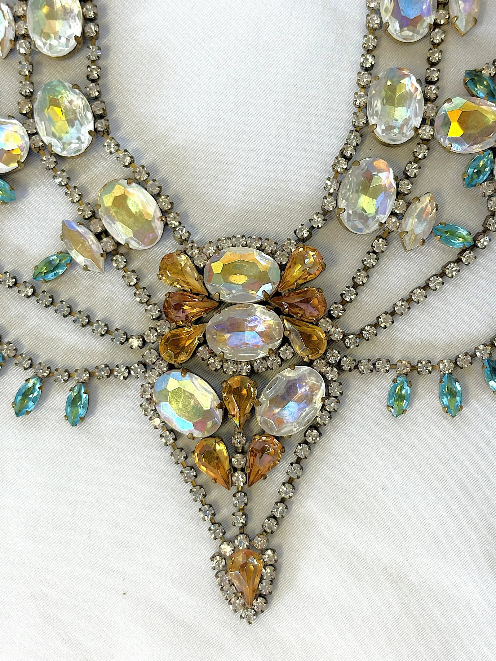 Vintage 'Bijoux' London Runway Rhinestone Bib Necklace - 8