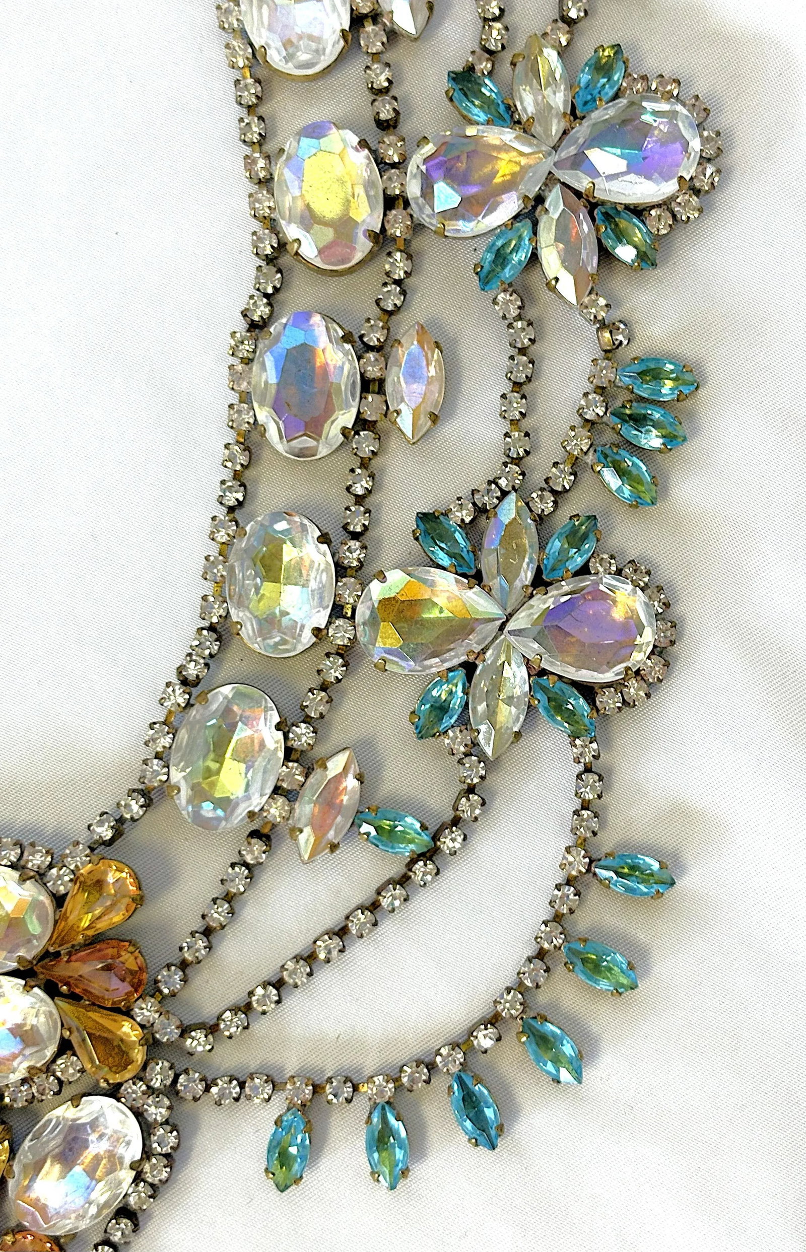 Vintage 'Bijoux' London Runway Rhinestone Bib Necklace - 9