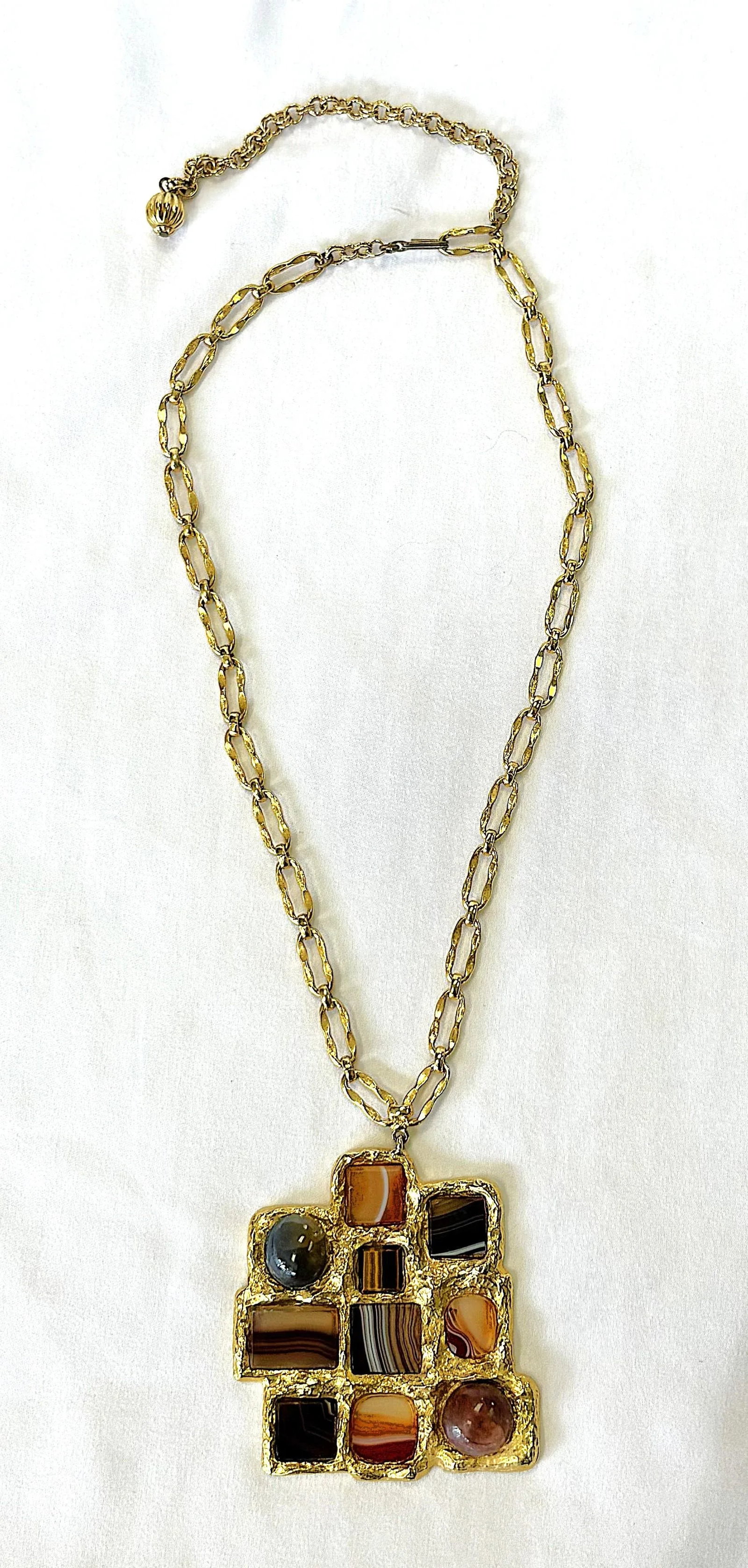 Vintage Designer Kenneth Lane Signed Geometric Pendant Necklace - 2