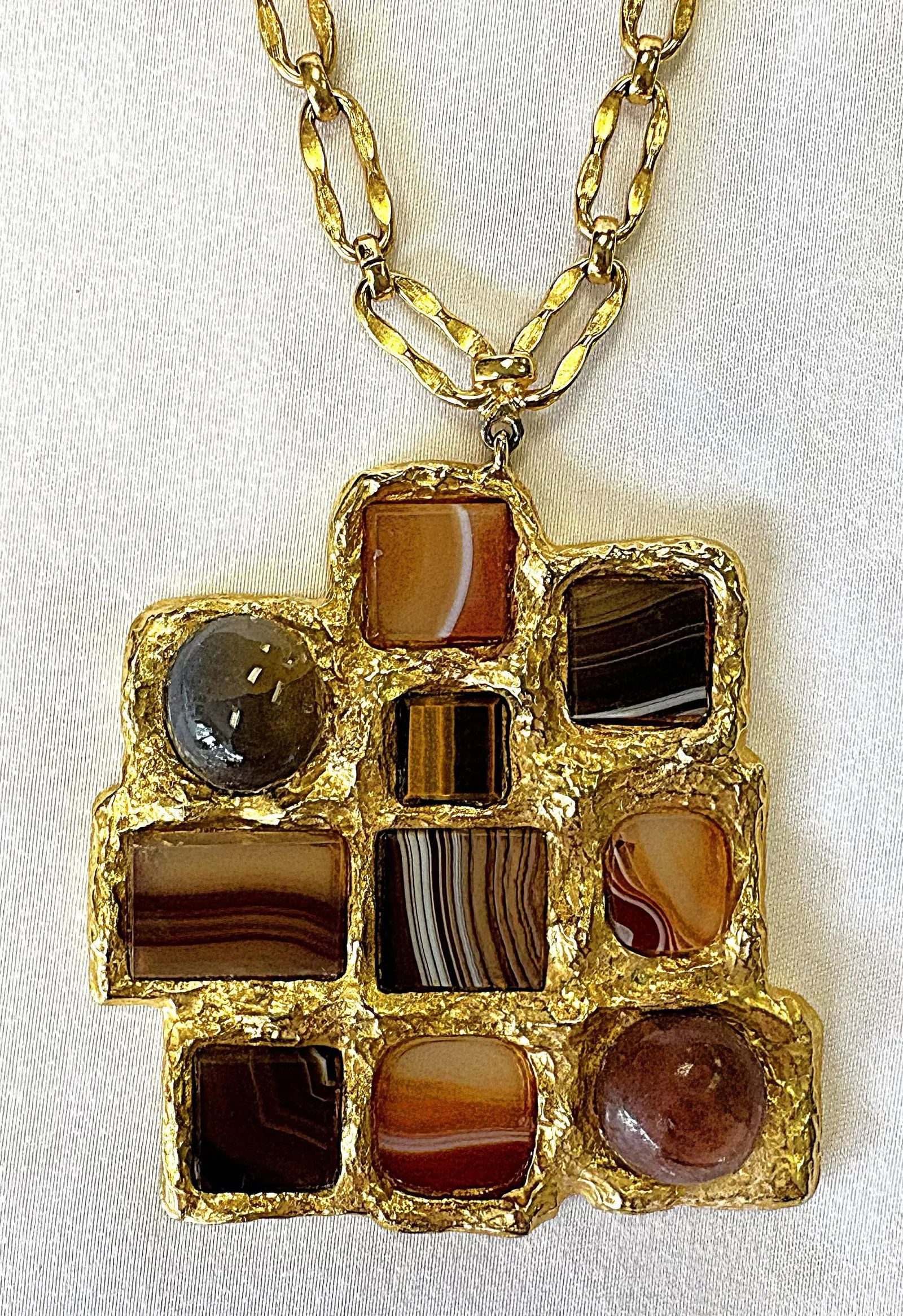 Vintage Designer Kenneth Lane Signed Geometric Pendant Necklace - 5