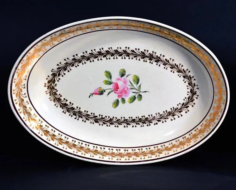 Neale & Co. Creamware Oval Botanical Dishes - A Pair - 3