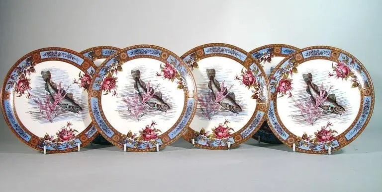 Fish Garfield Pottery Earthenware Plates Wood & Hulme - Set of 6 - 2