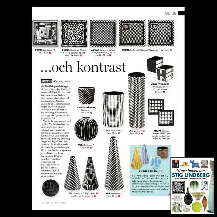 Stig Lindberg Stoneware Conical Vase- Domino Series, Black/White, Gustavsberg, 1954 - 5