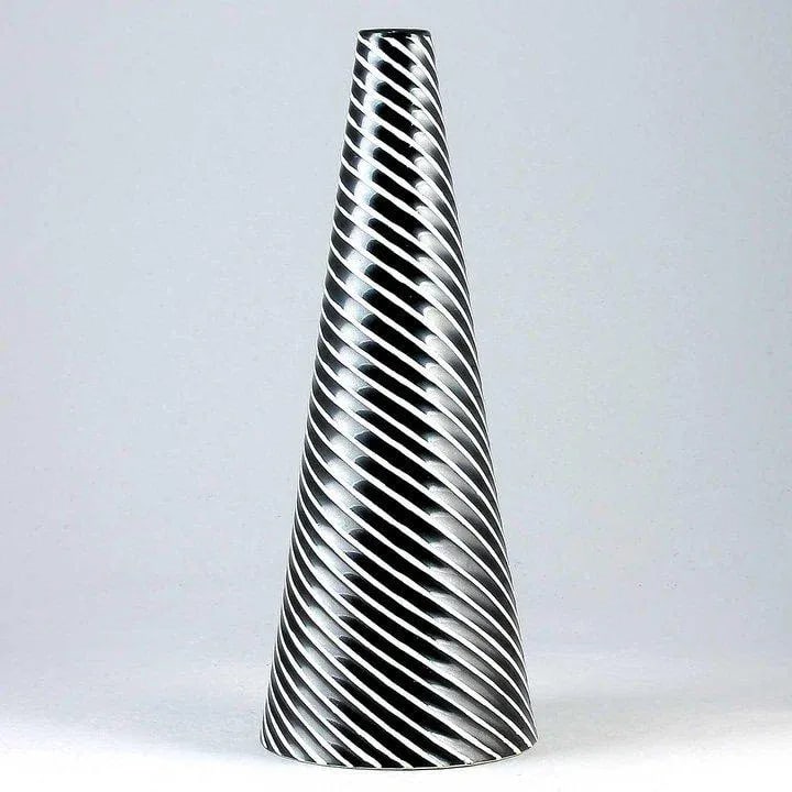Stig Lindberg Stoneware Conical Vase- Domino Series, Black/White, Gustavsberg, 1954 - 6